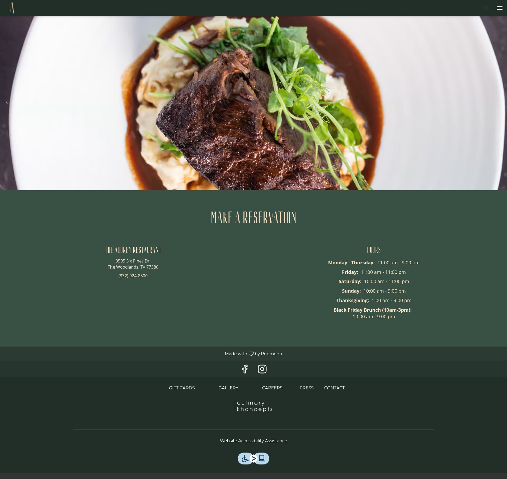 Screenshot of audreyrestaurant.com
