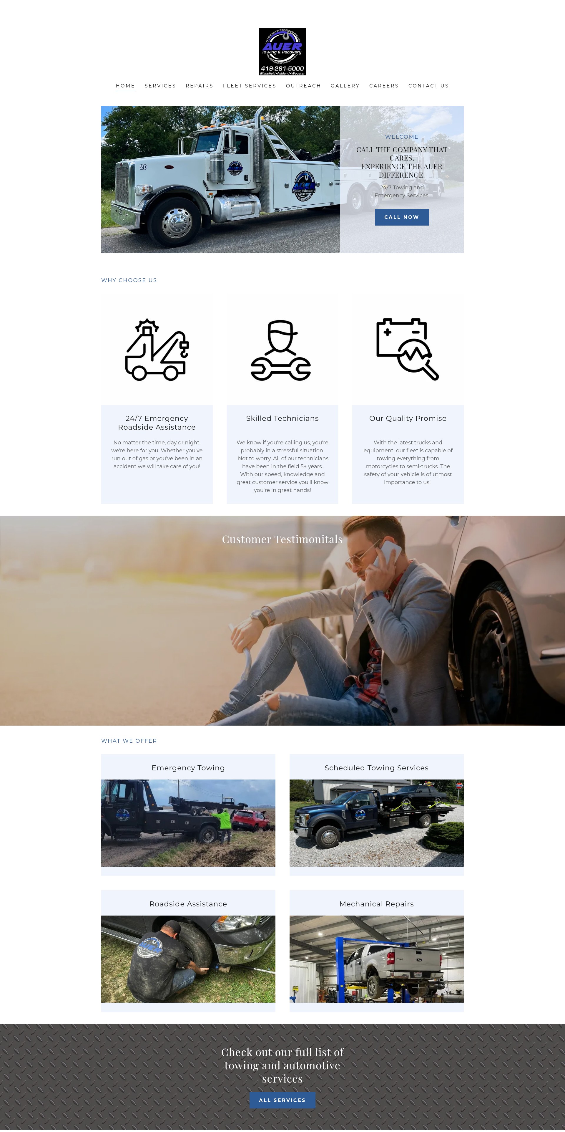 Screenshot of auertowing.com