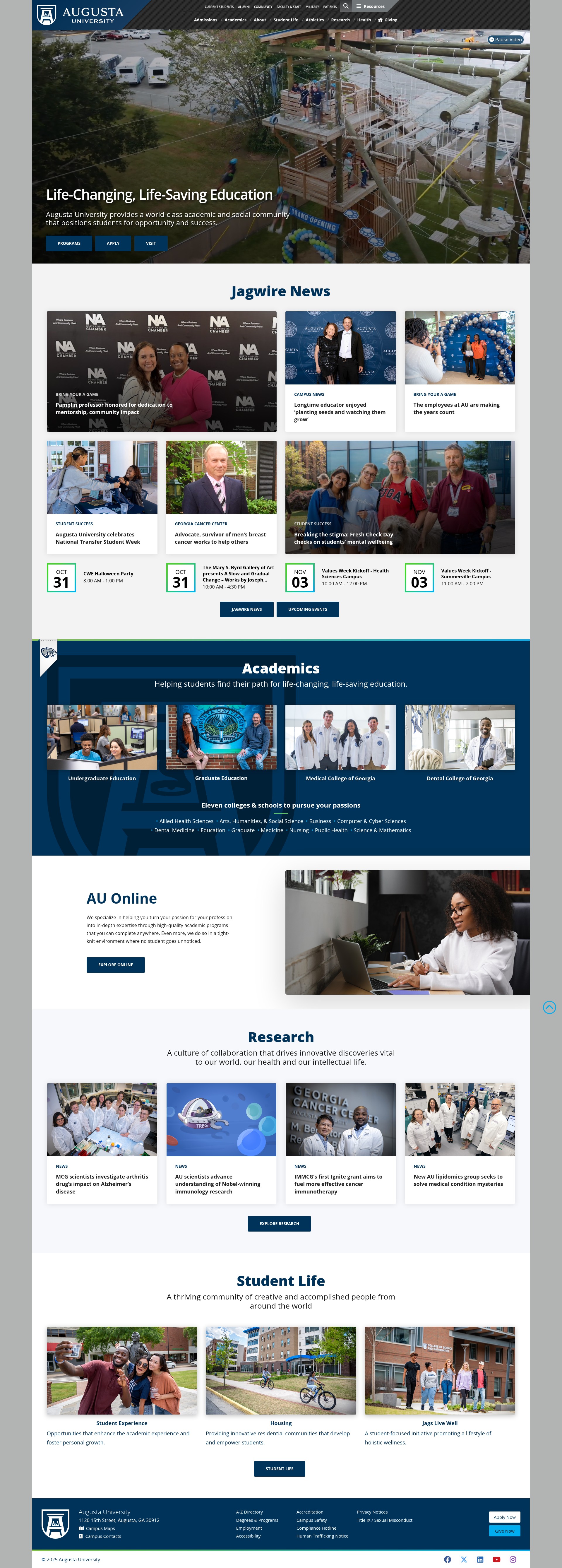 Screenshot of augusta.edu