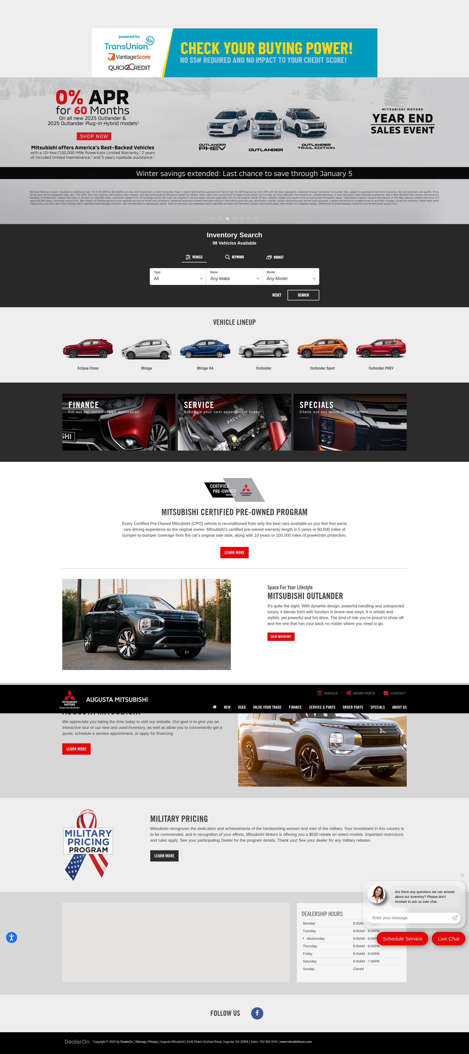 Screenshot of augustamitsubishi.com