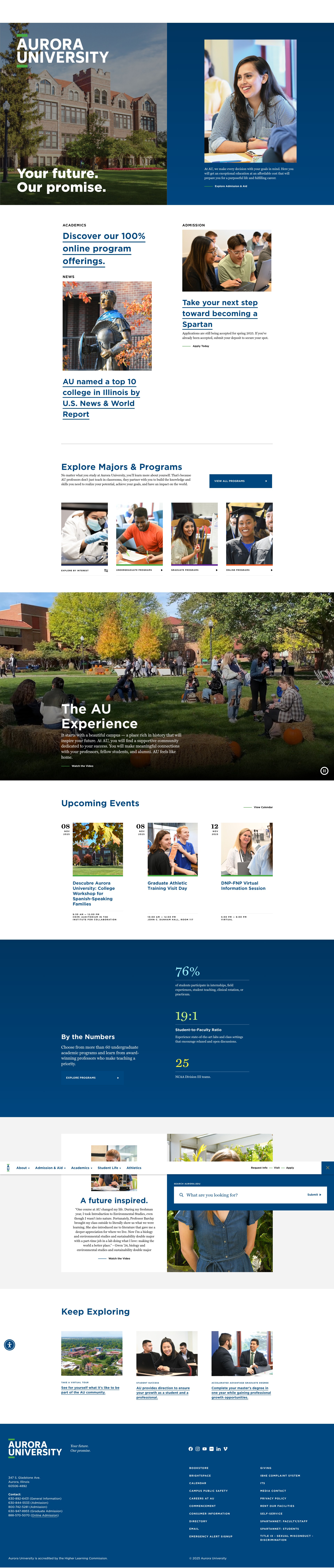 Screenshot of aurora.edu
