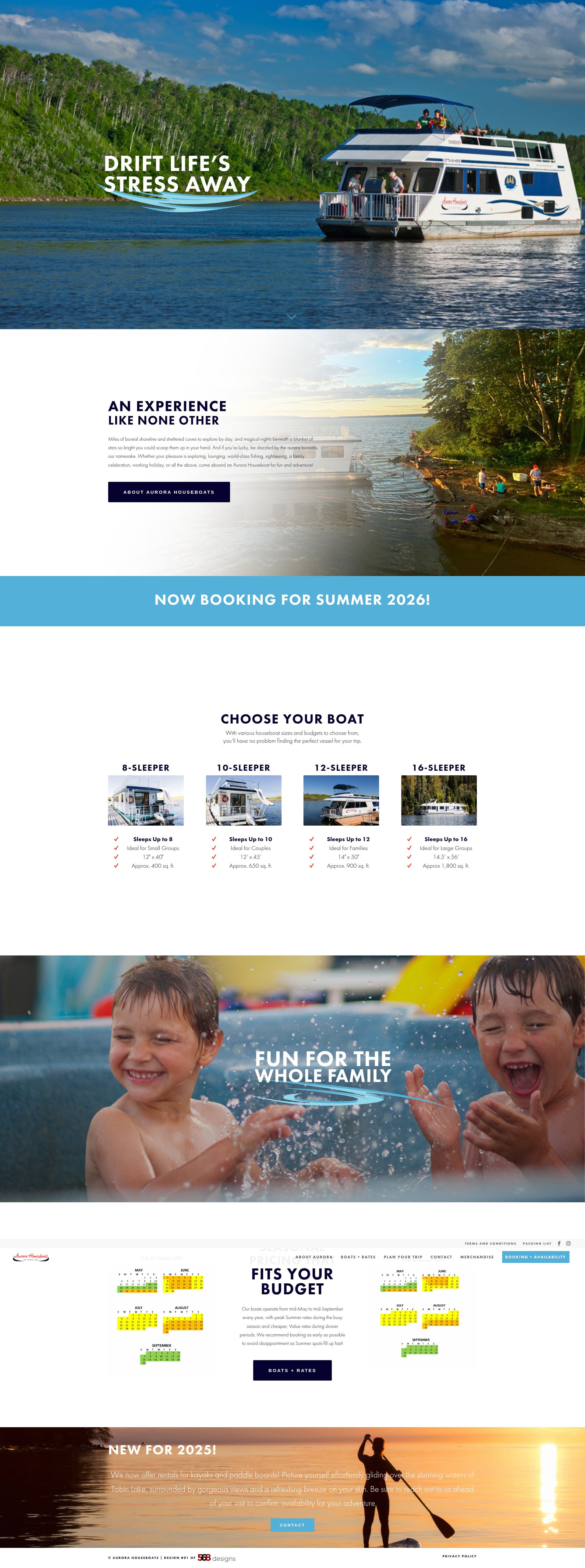 Screenshot of aurorahouseboats.com