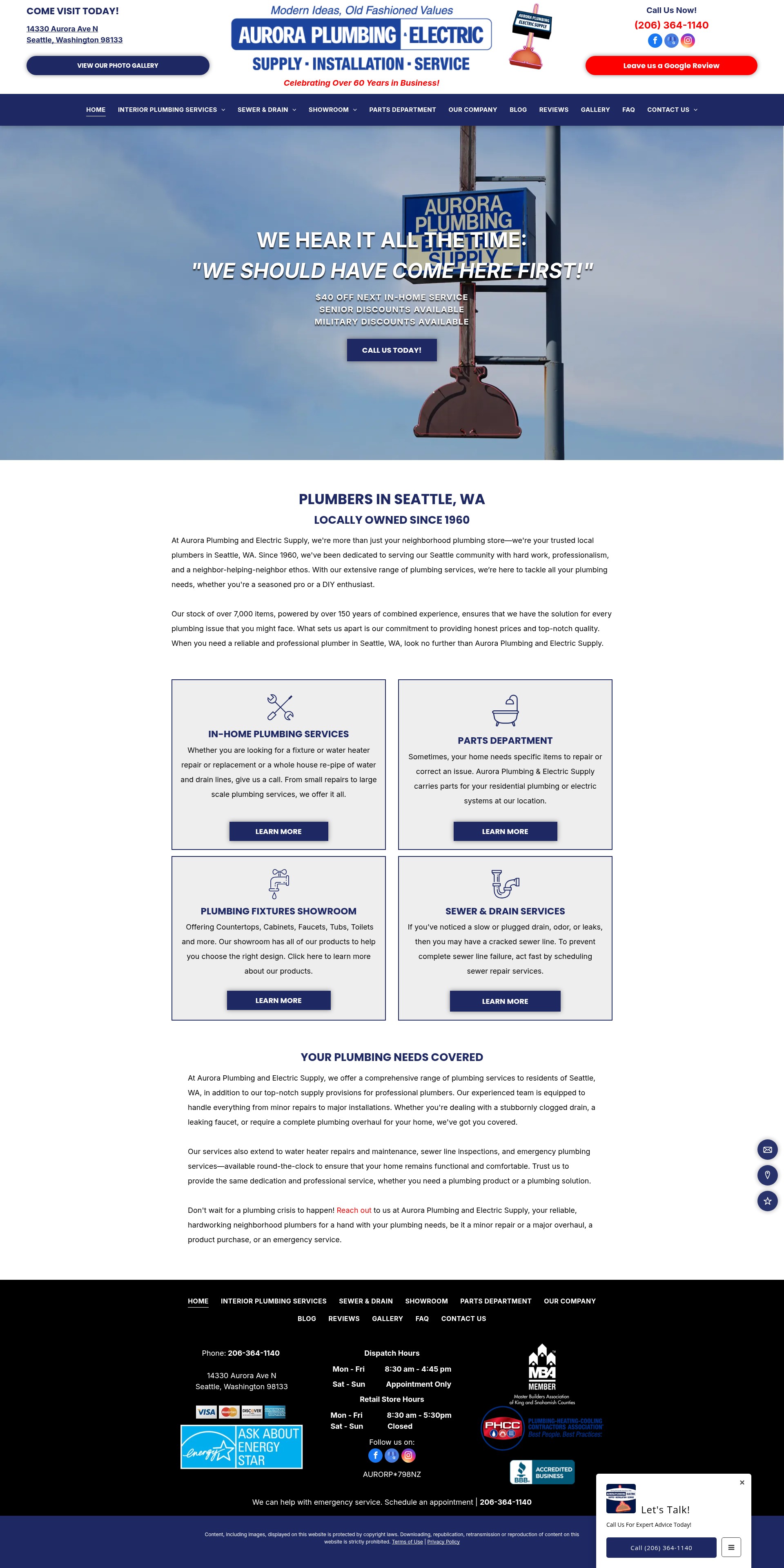 Screenshot of auroraplumbing.com