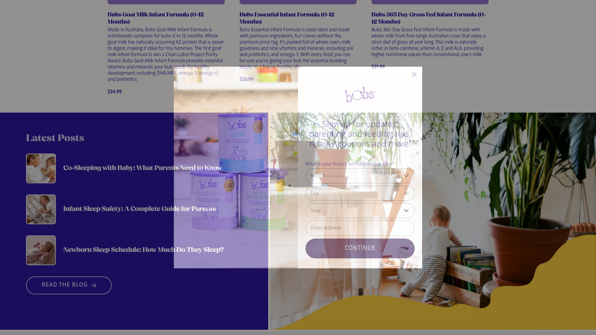 Screenshot of aussiebubs.com