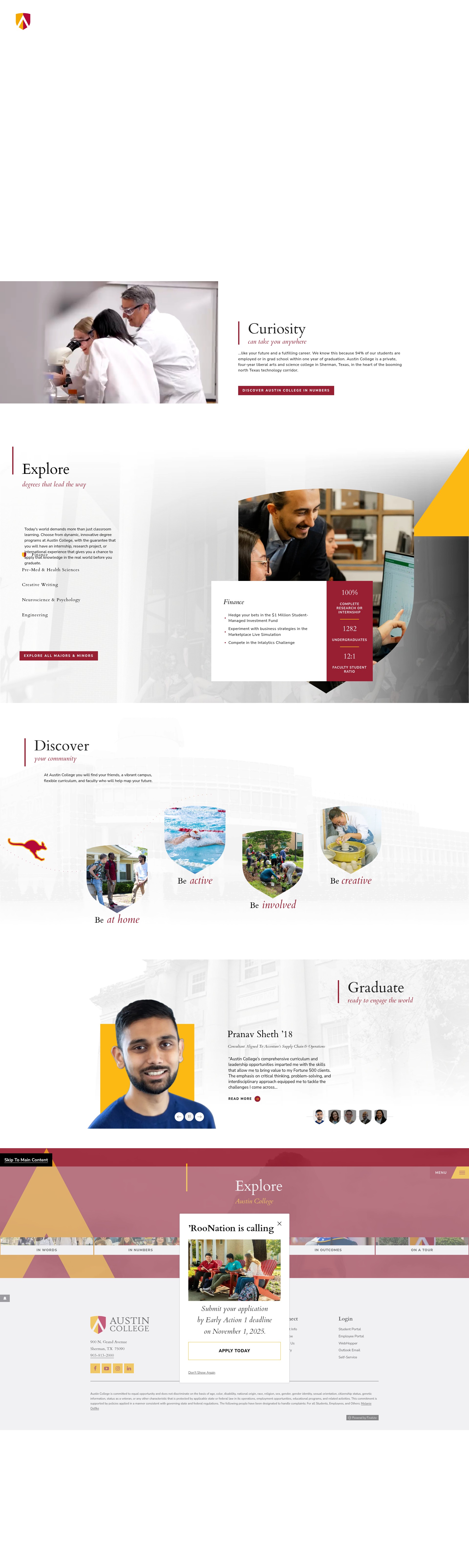 Screenshot of austincollege.edu