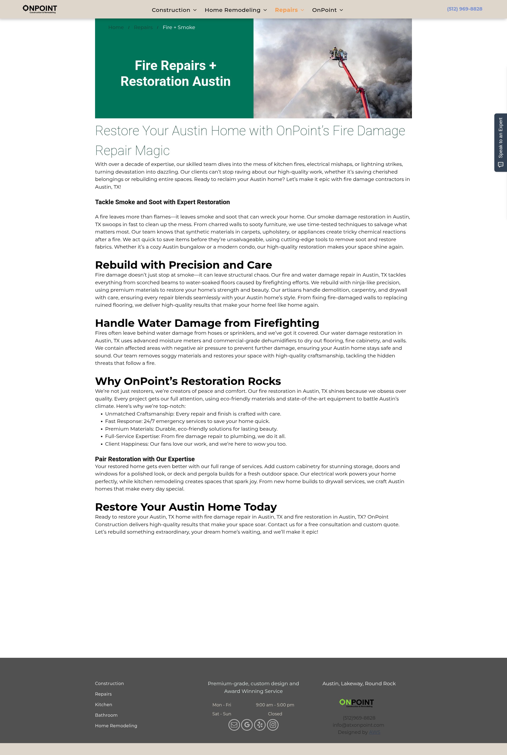 Screenshot of austinremodeling-onpointconstruction.com