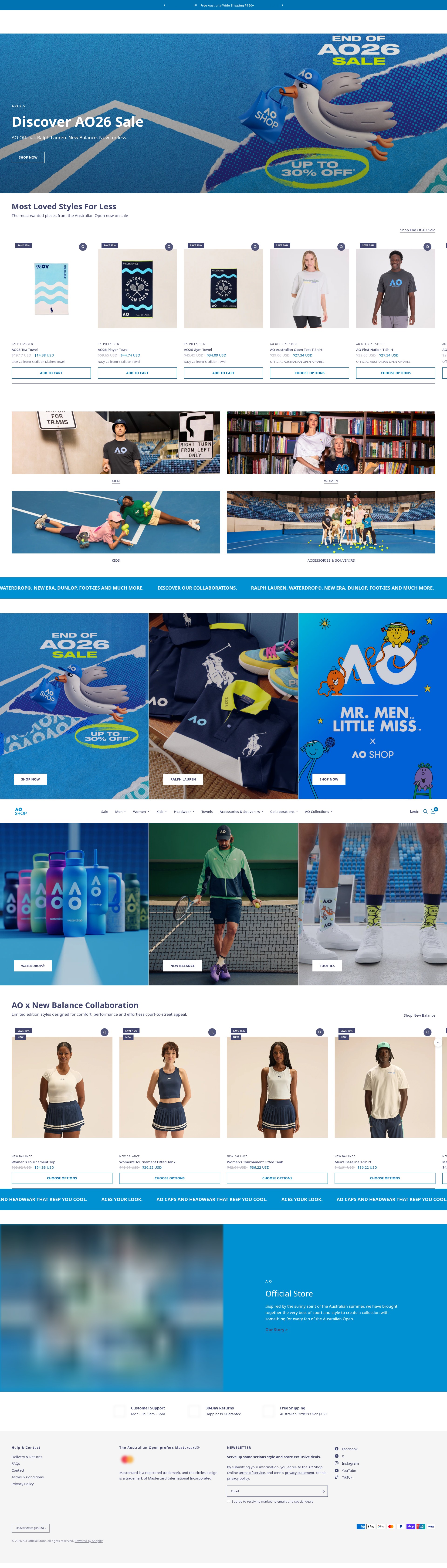 Screenshot of australianopenshop.com