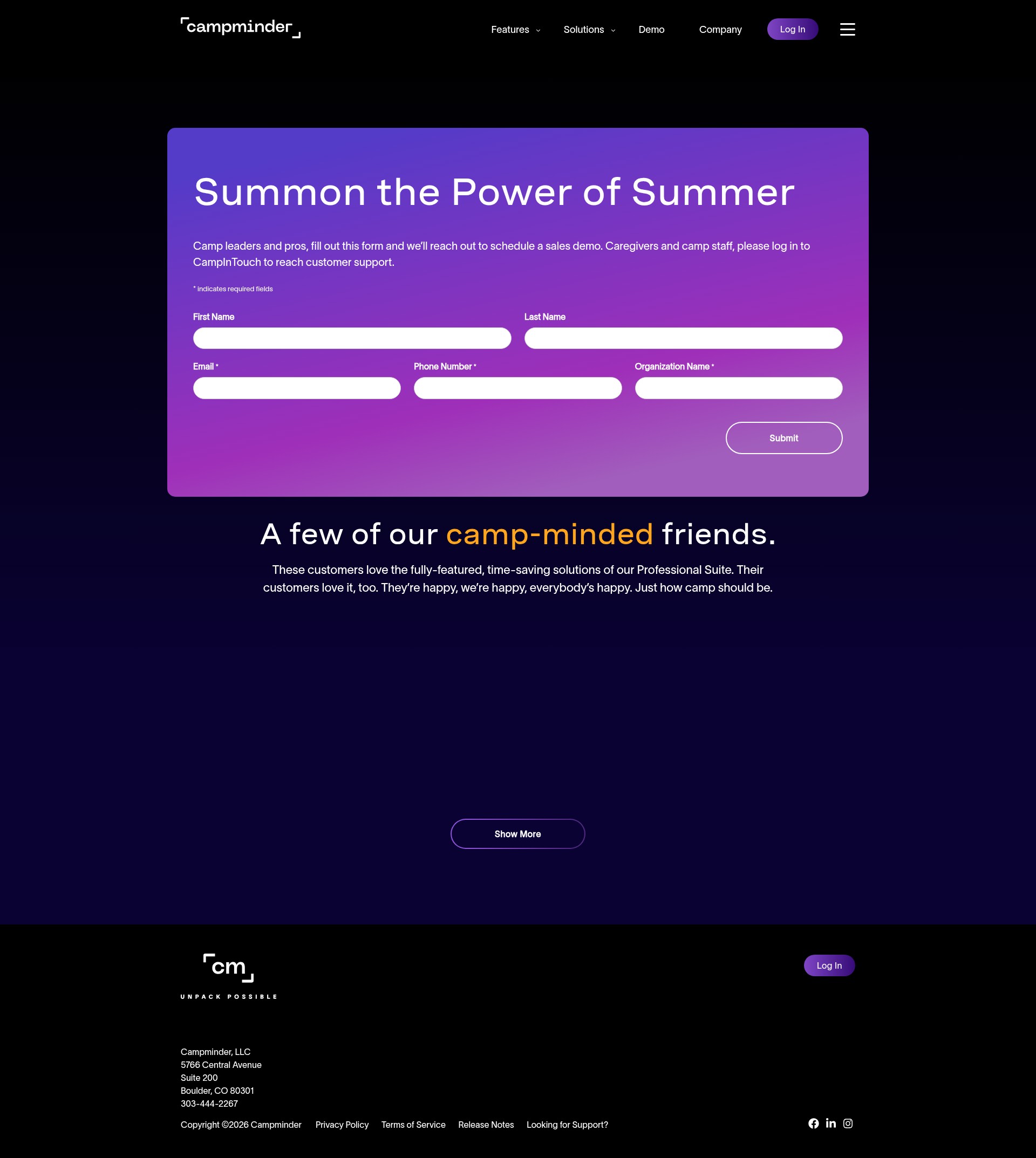 Screenshot of auth.campminder.com