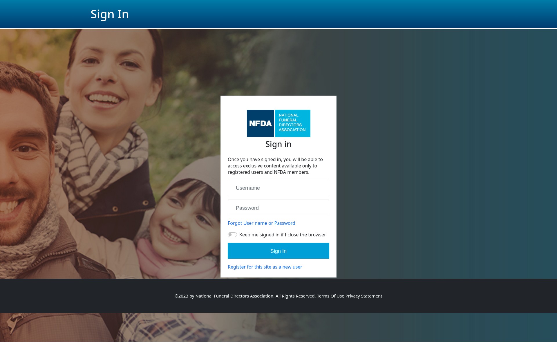 Screenshot of auth.nfda.org