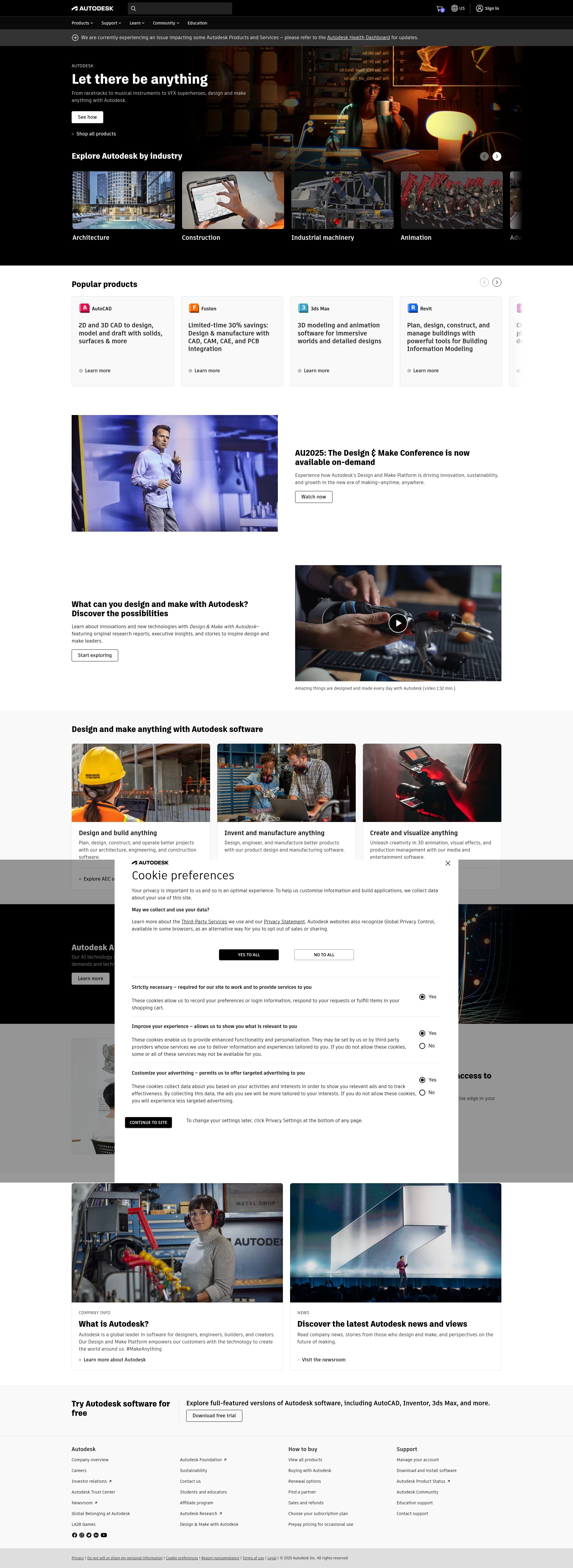 Screenshot of autodesk.com