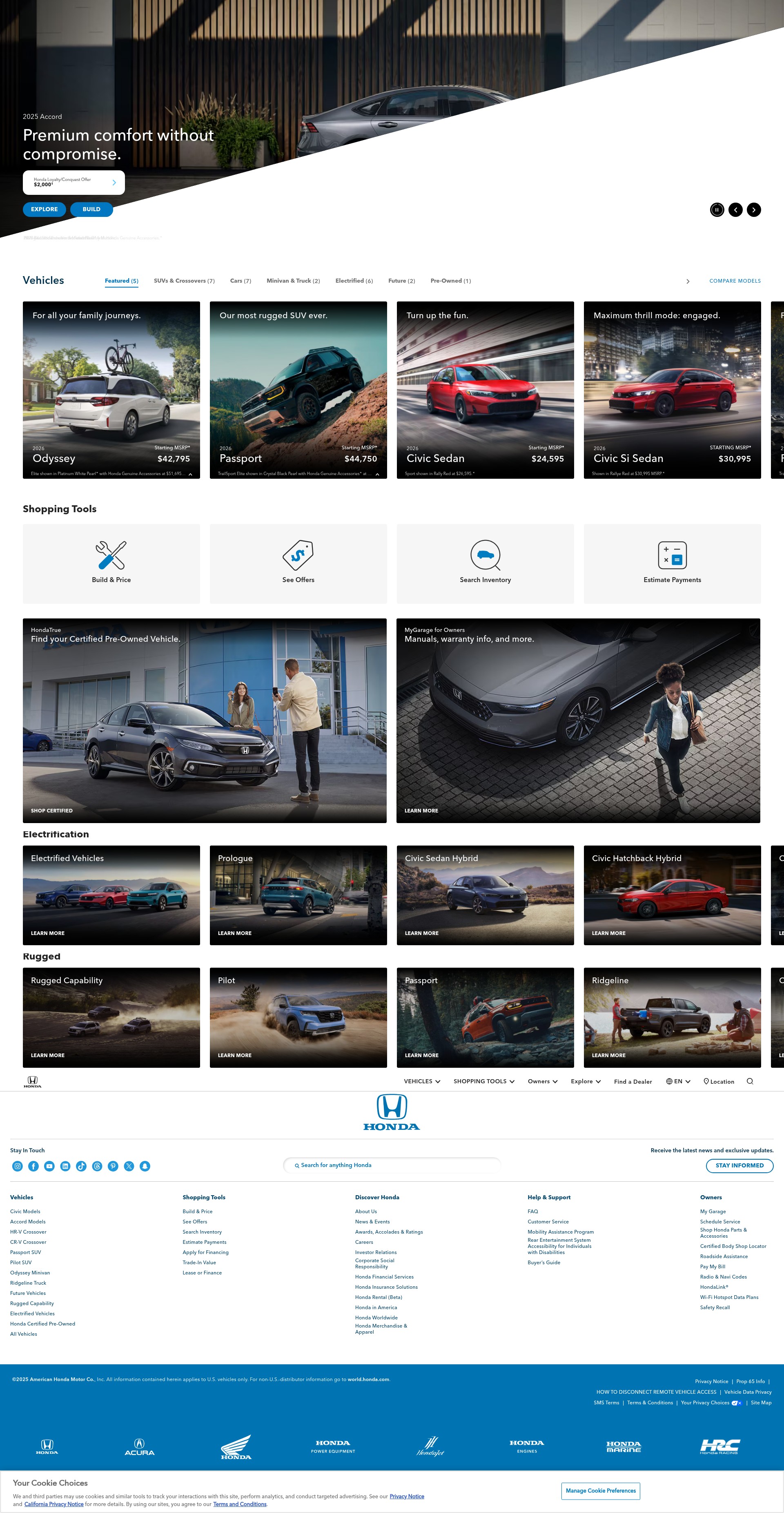 Screenshot of automobiles.honda.com