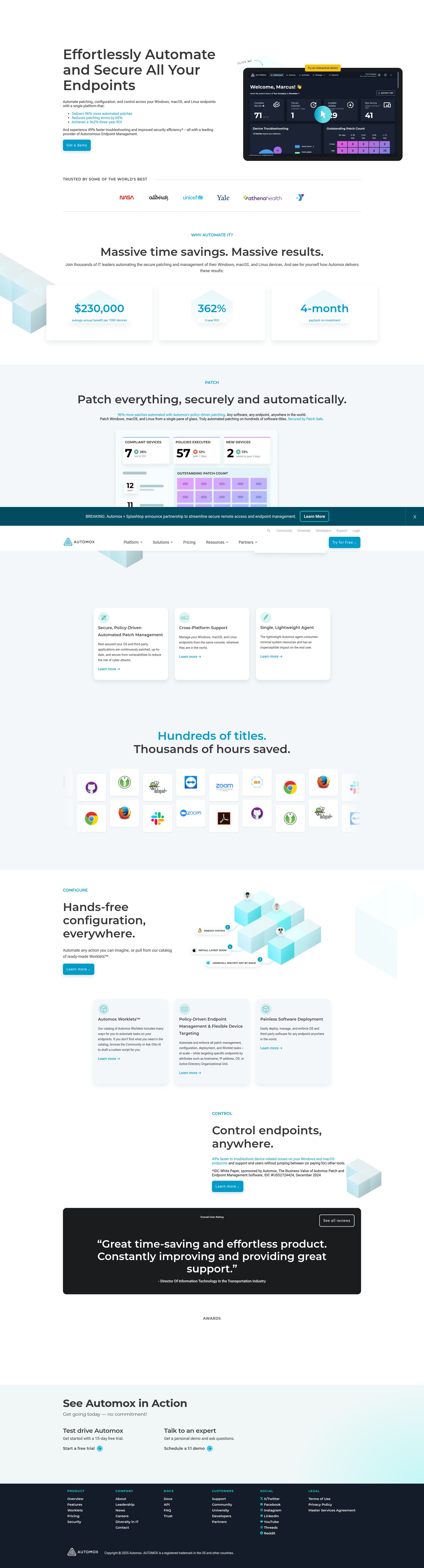 Screenshot of automox.com