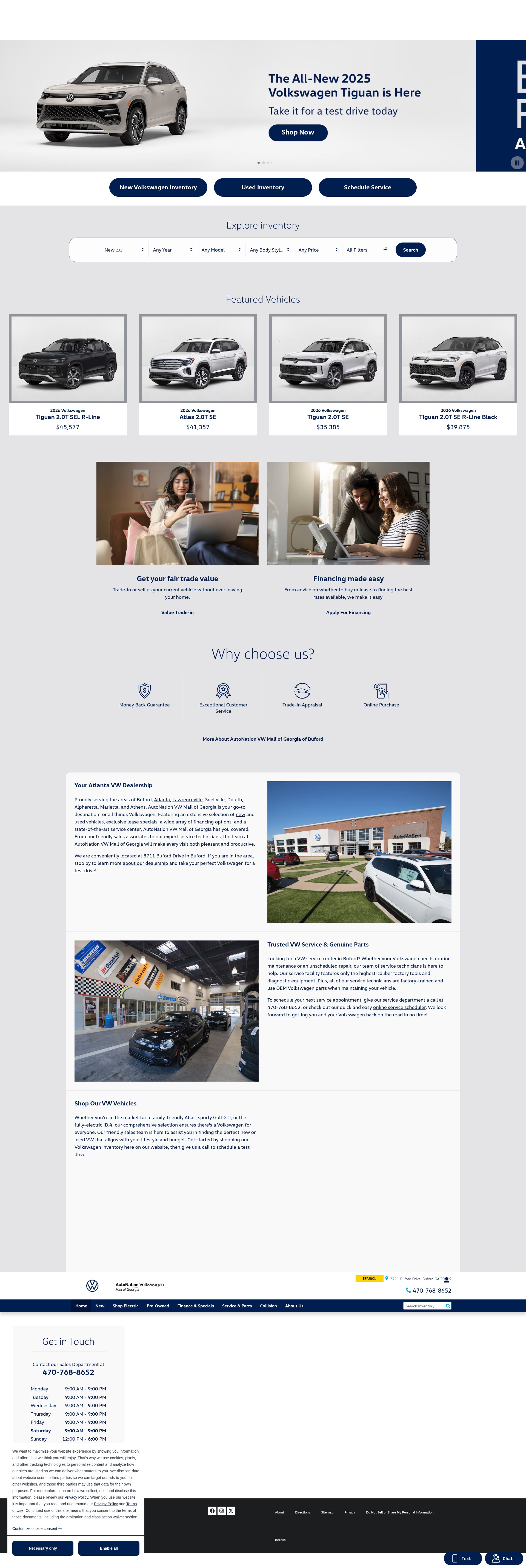 Screenshot of autonationvwmallofgeorgia.com