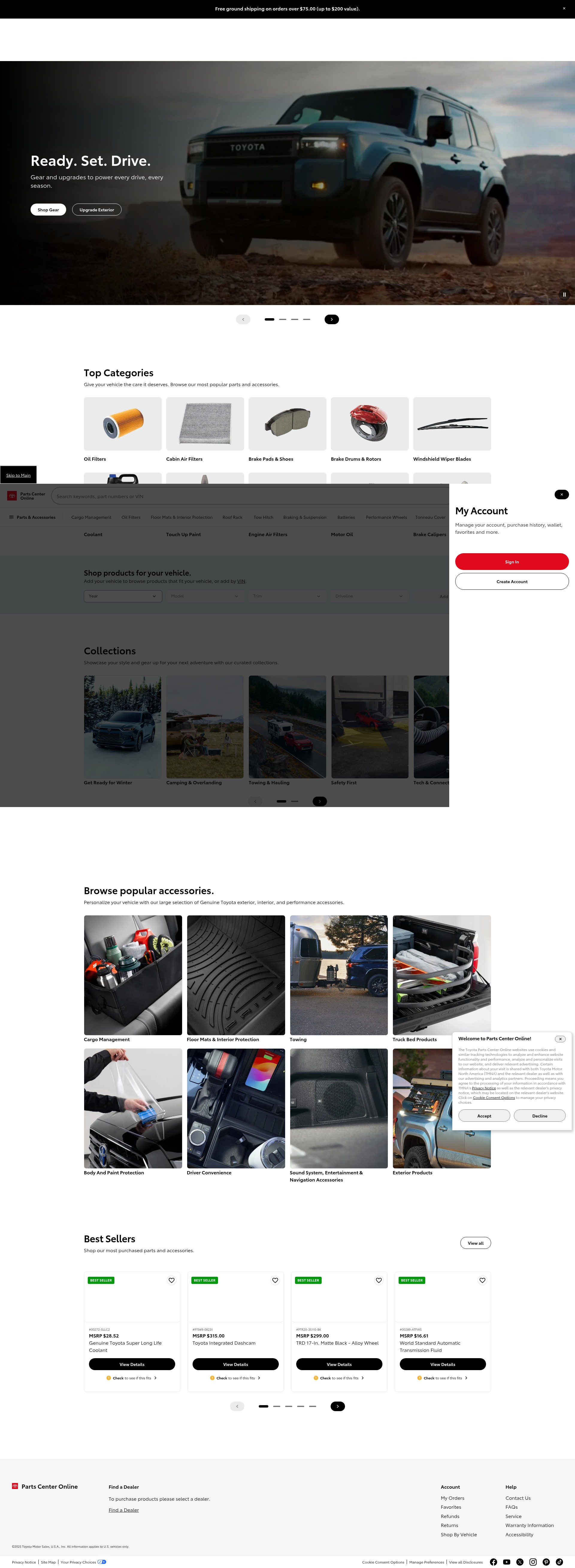 Screenshot of autoparts.toyota.com