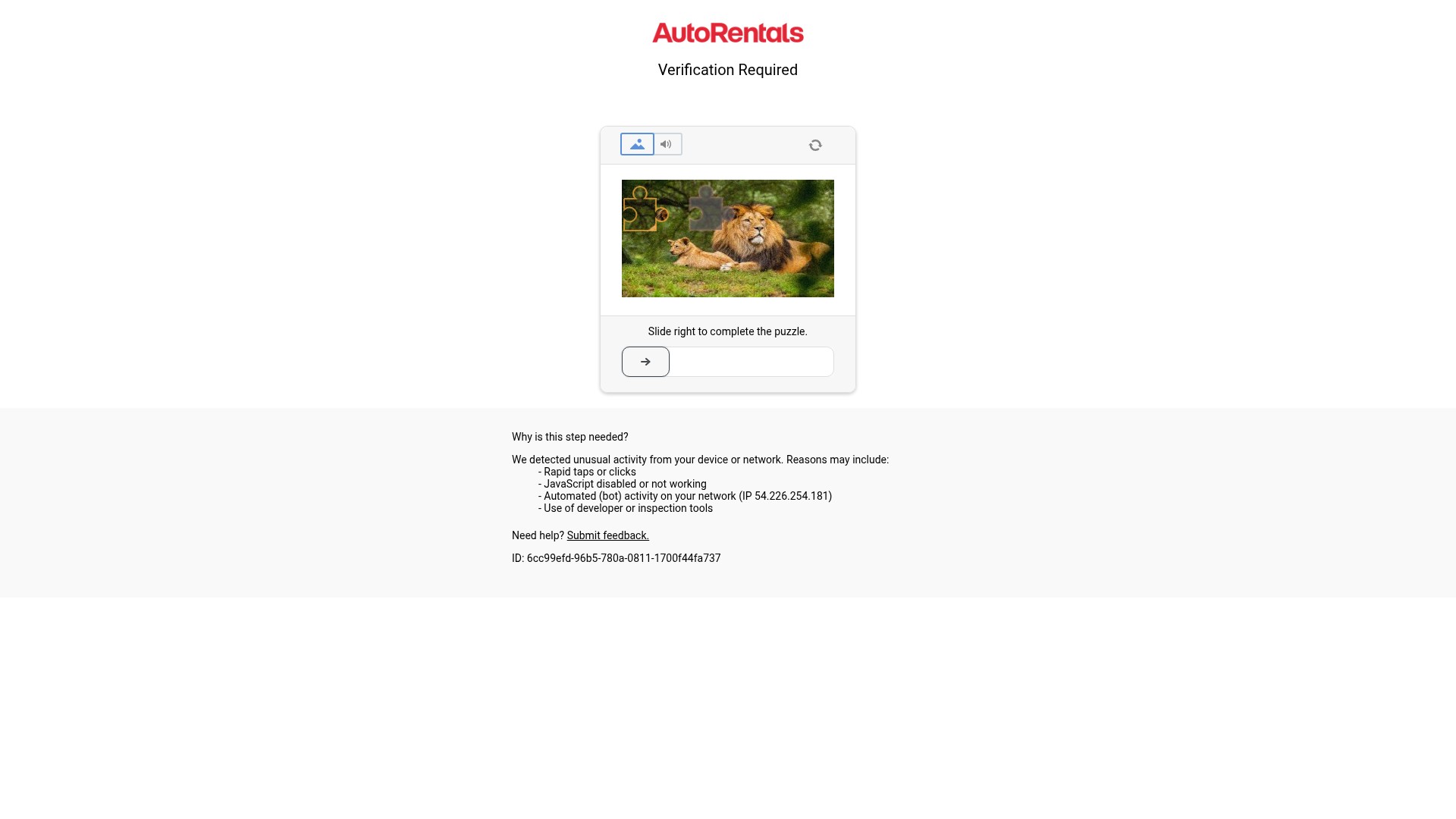 Screenshot of autorentals.com