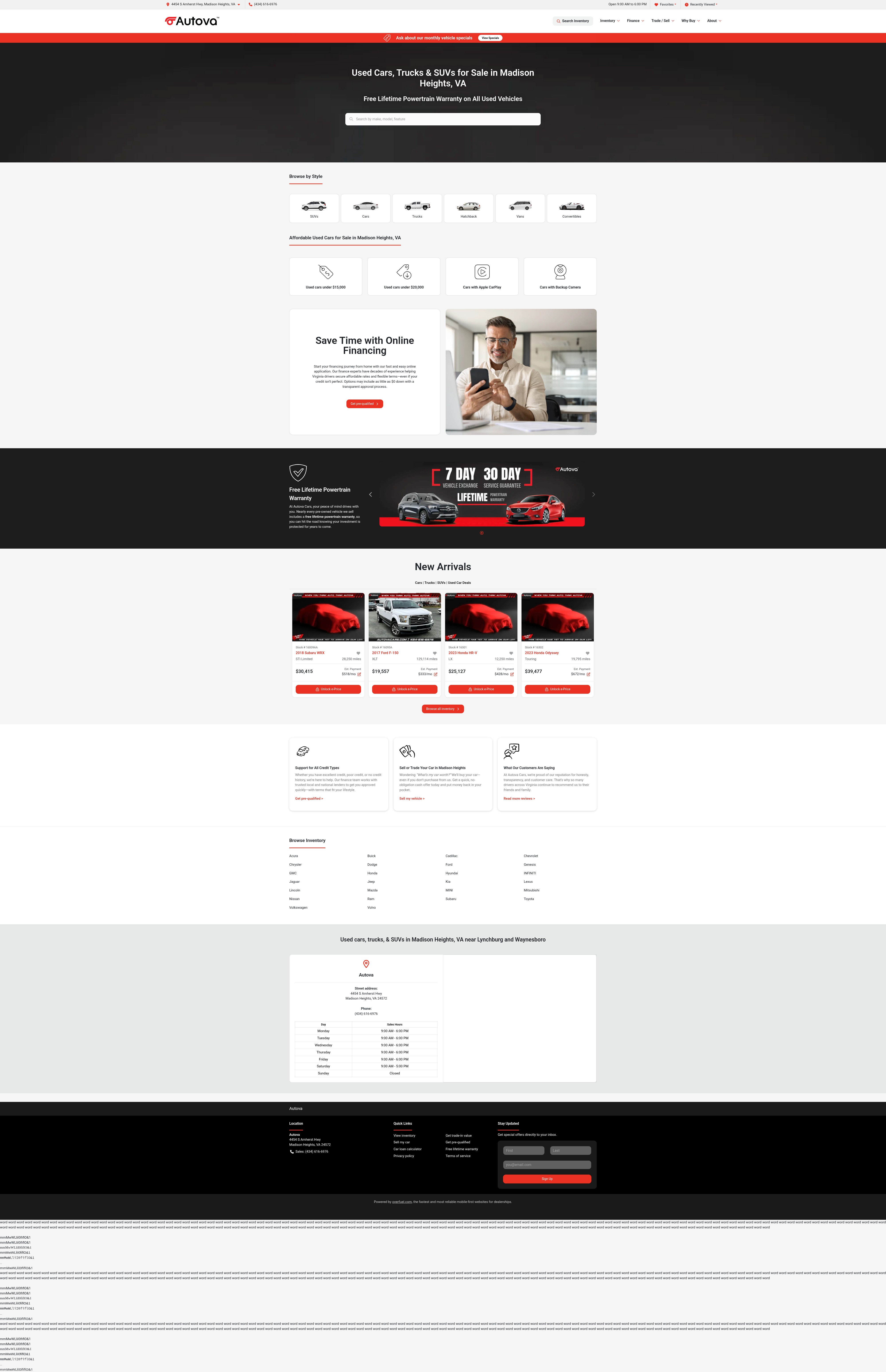 Screenshot of autovacars.com