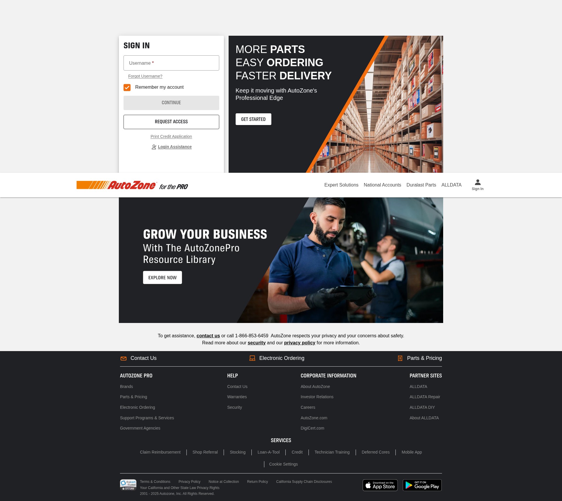 Screenshot of autozonepro.com