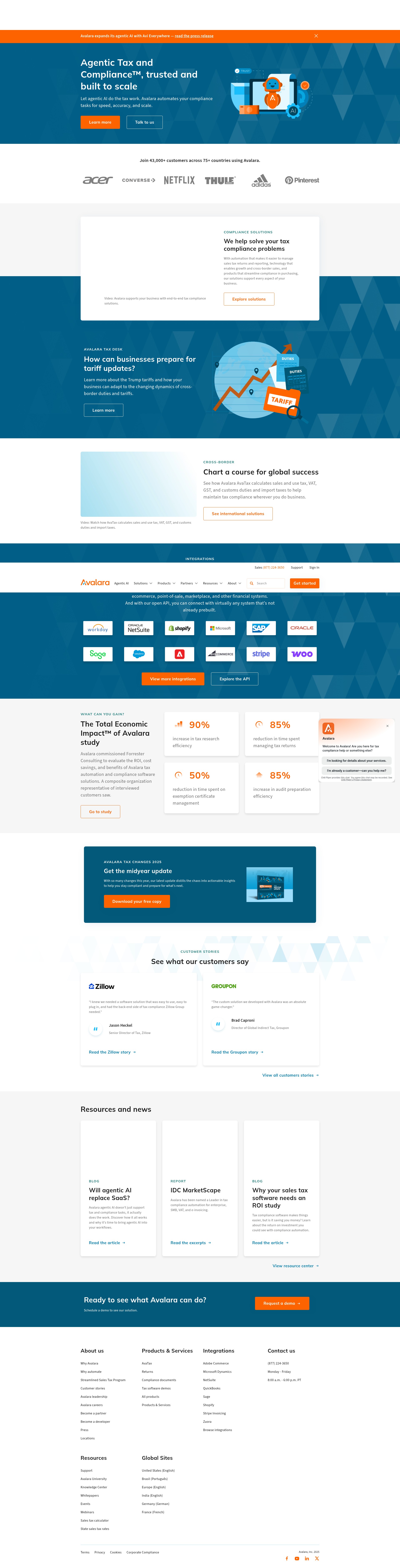 Screenshot of avalara.com
