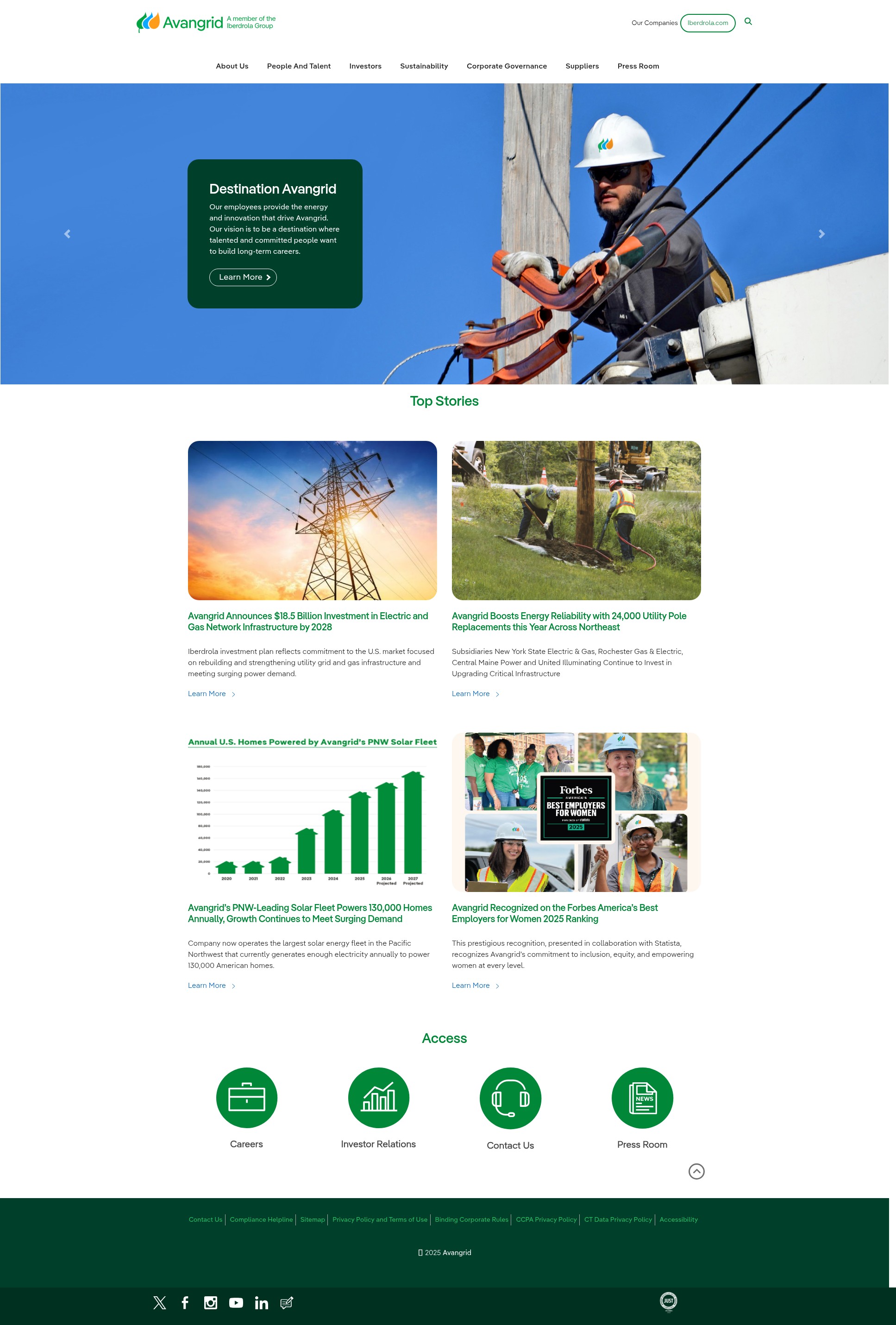 Screenshot of avangrid.com