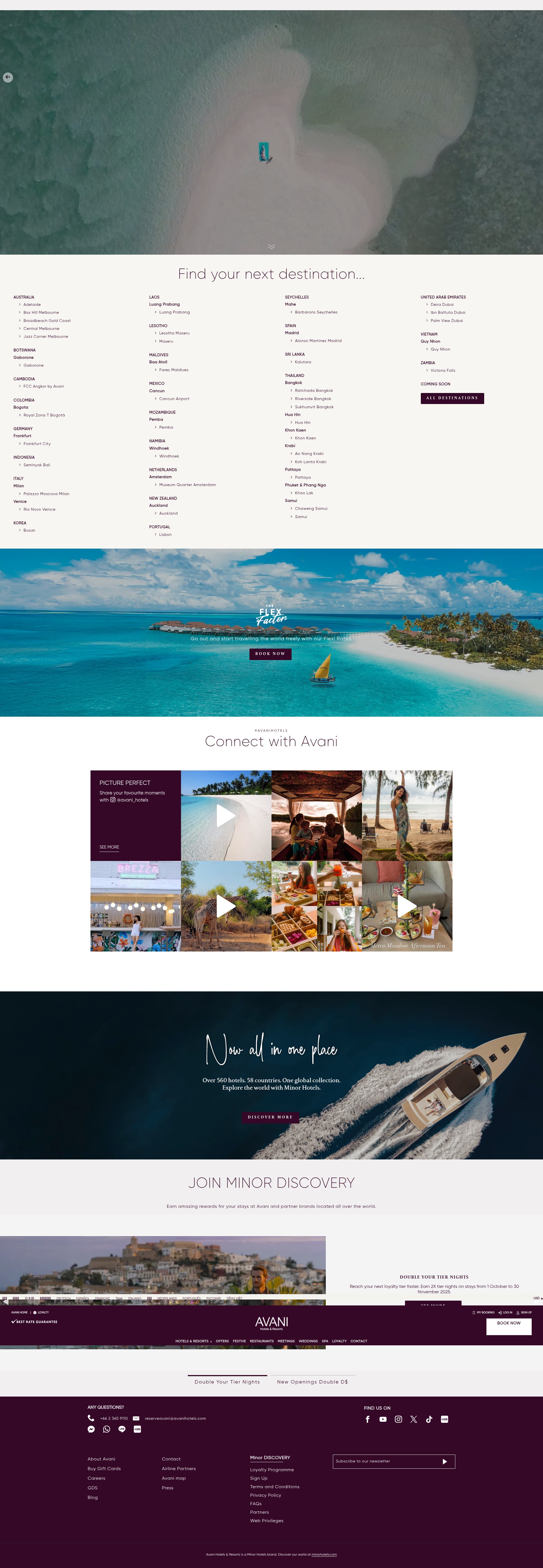 Screenshot of avanihotels.com