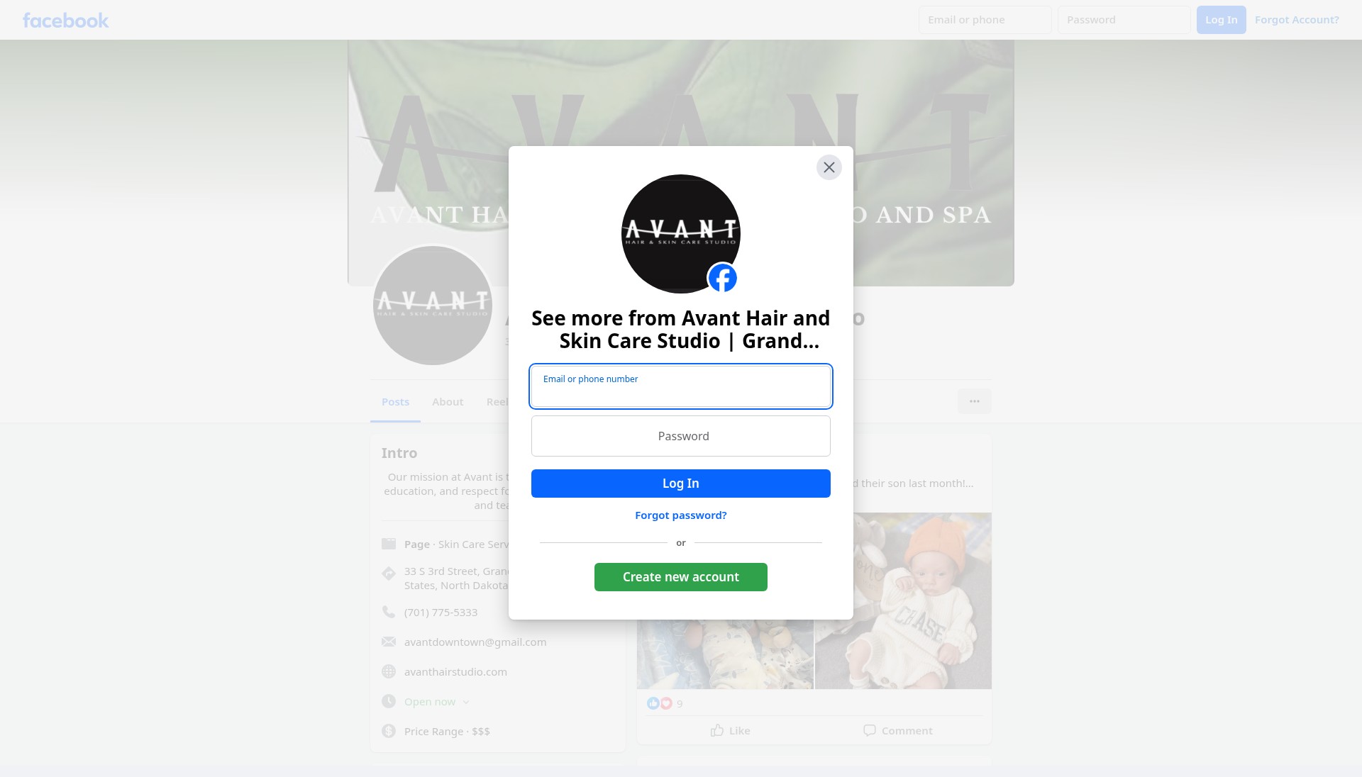 Screenshot of avanthairstudio.com