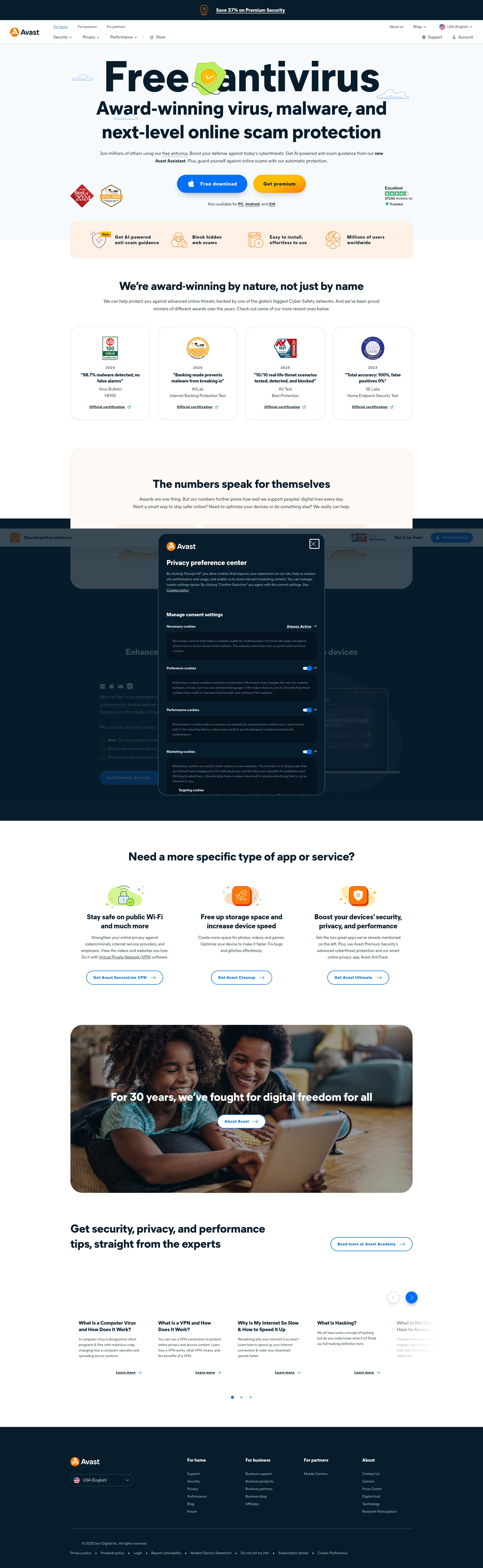 Screenshot of avast.com