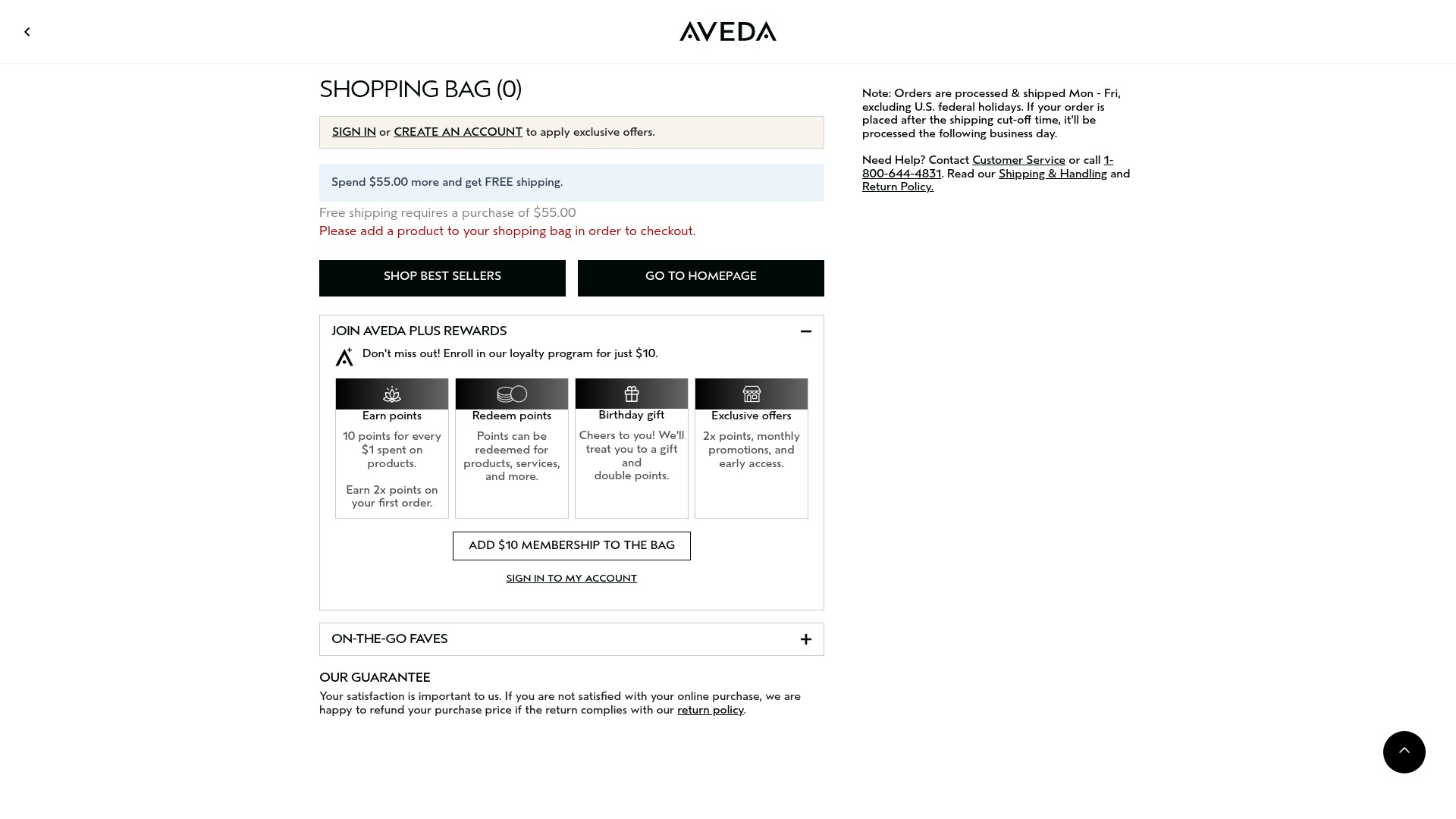 Screenshot of aveda.com