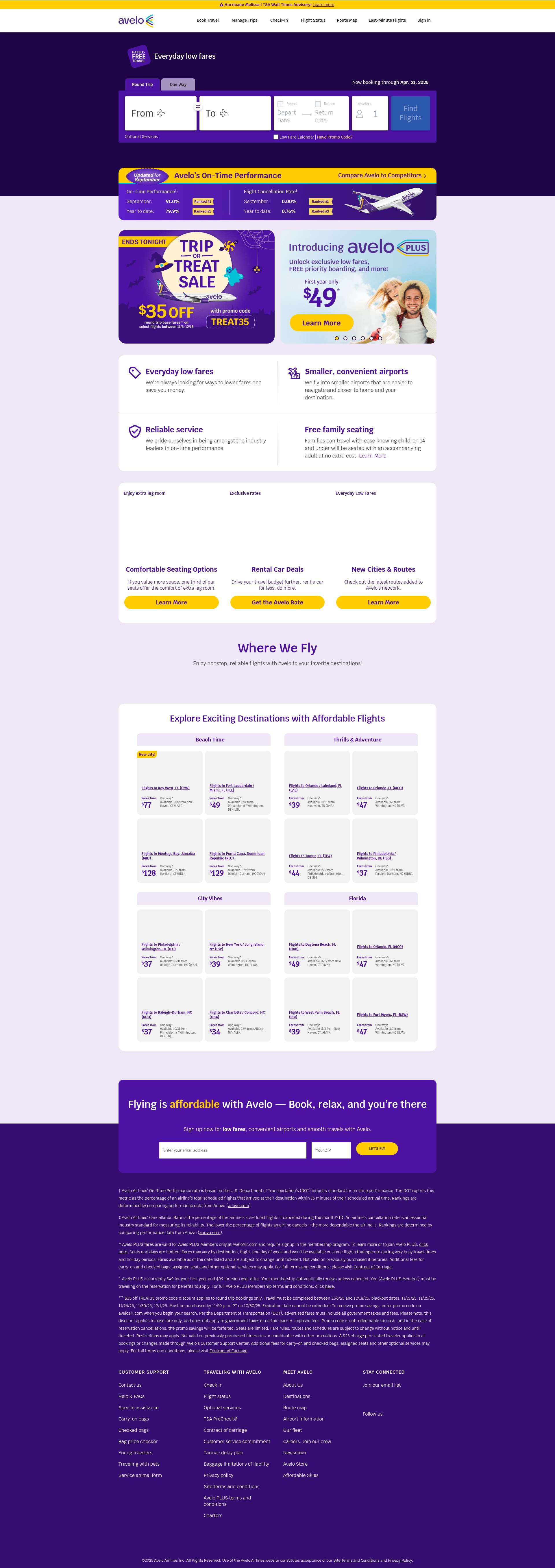 Screenshot of aveloair.com