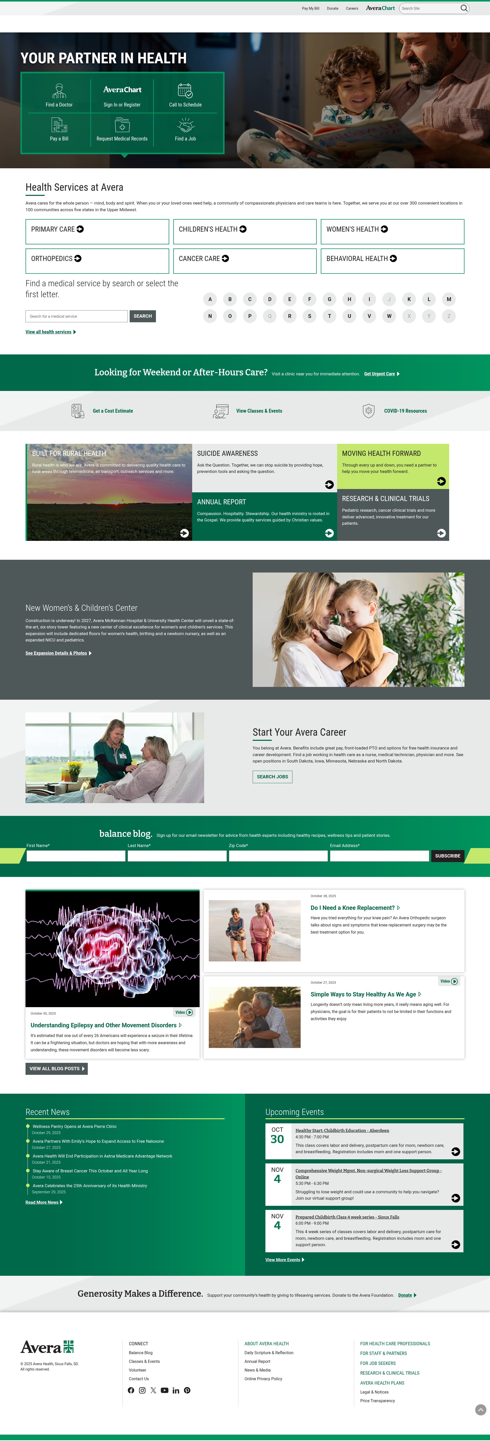 Screenshot of avera.org