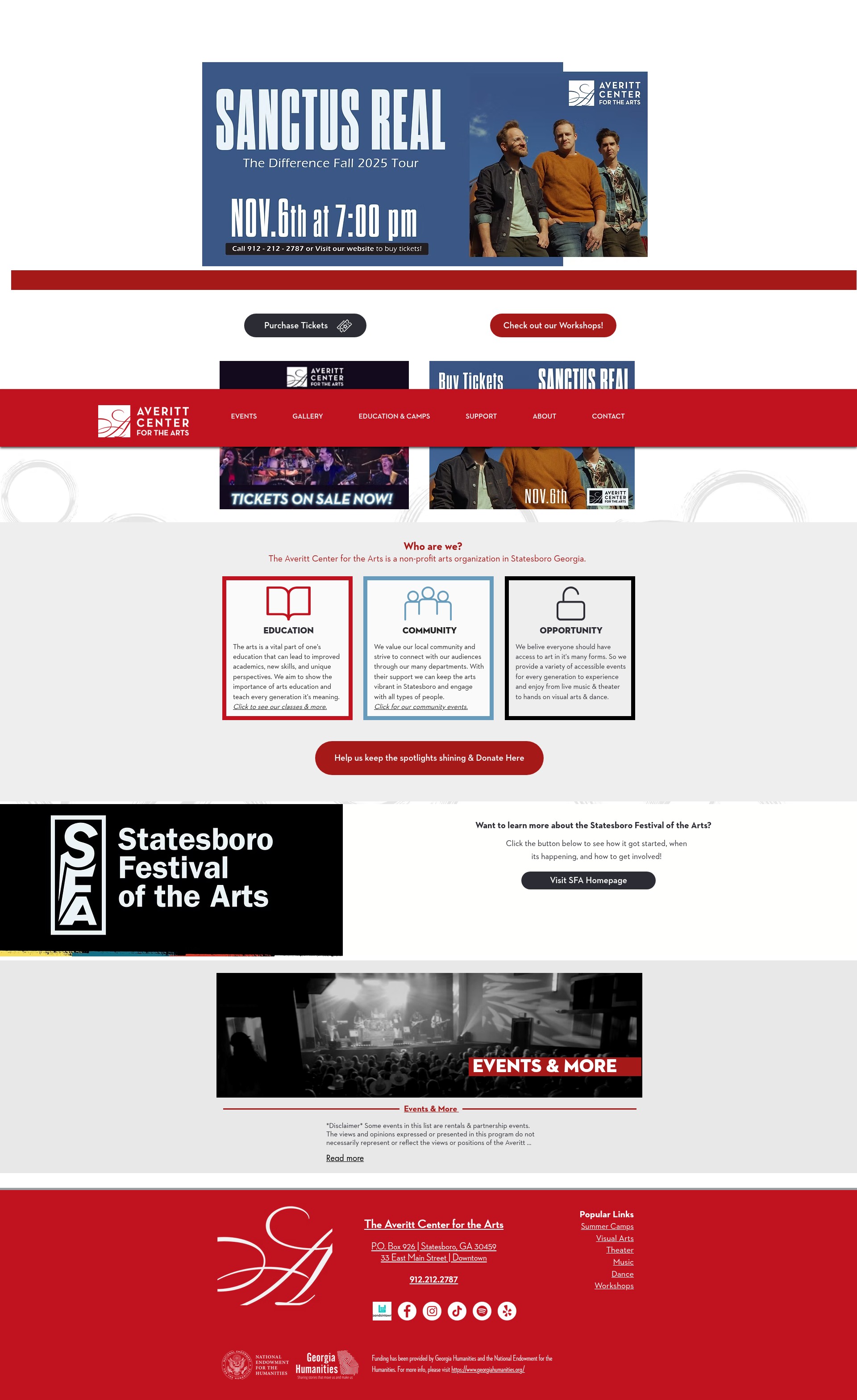Screenshot of averittcenterforthearts.org