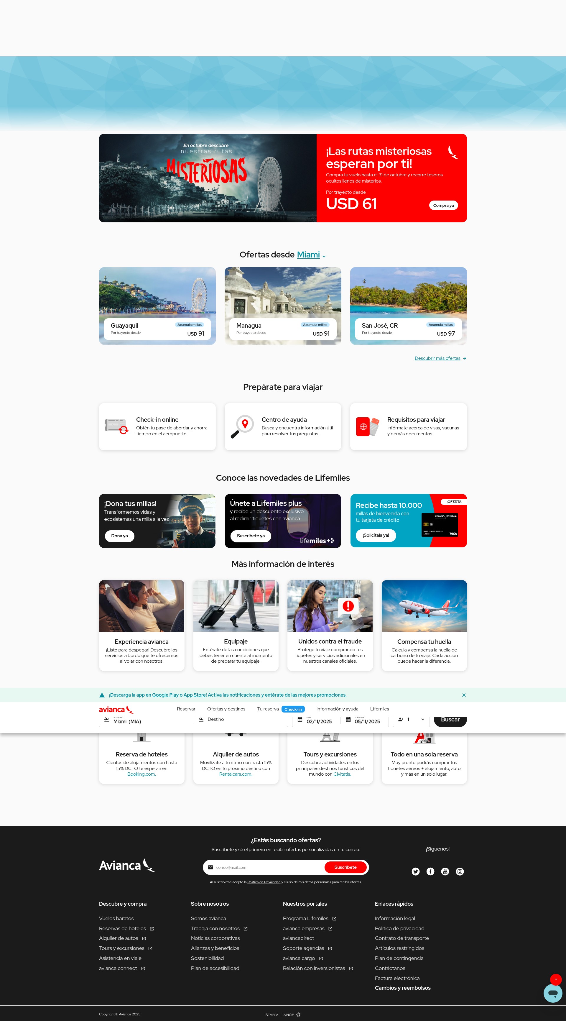 Screenshot of avianca.com