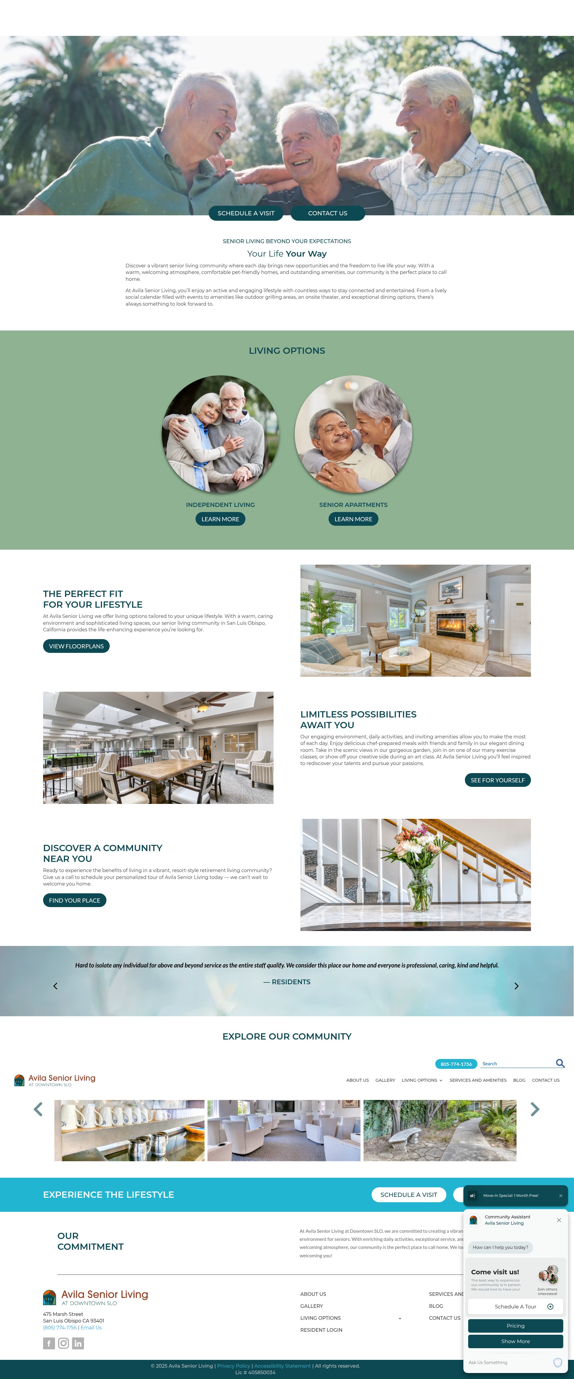 Screenshot of avilaseniorlivingslo.com