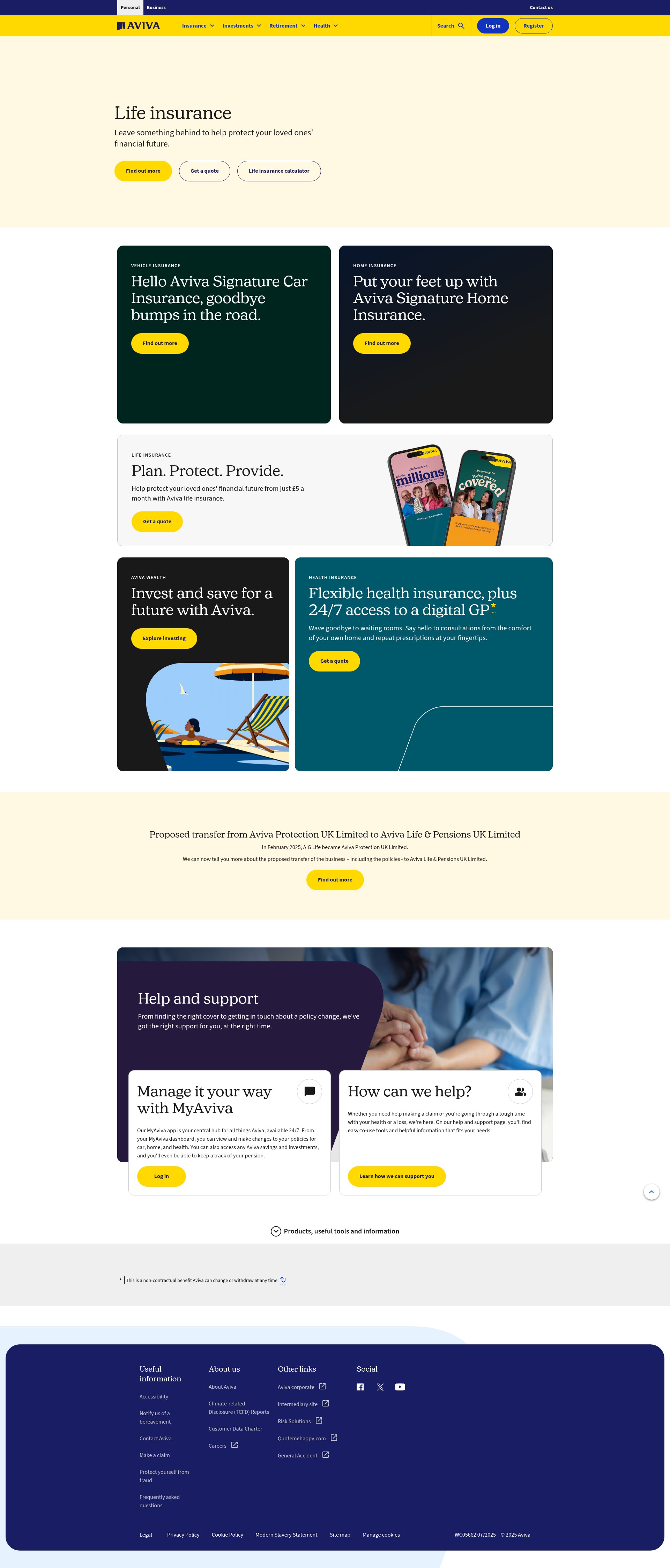 Screenshot of aviva.co.uk
