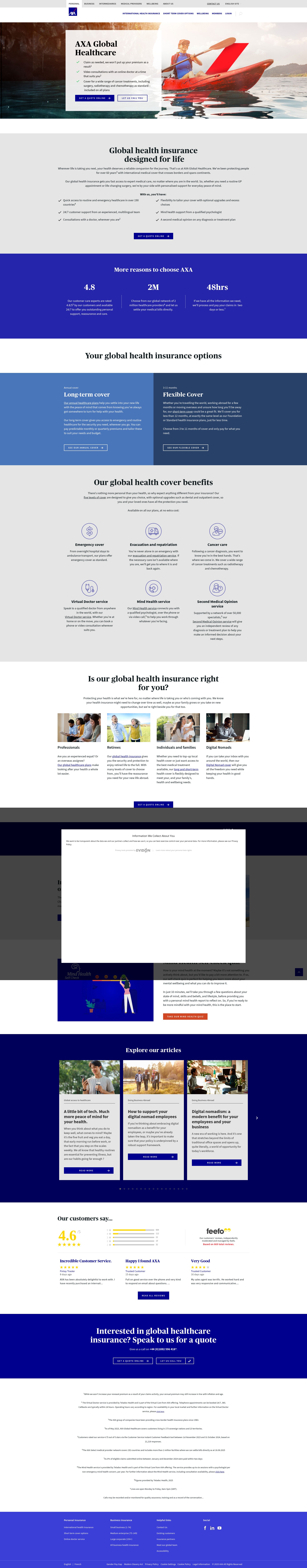 Screenshot of axaglobalhealthcare.com