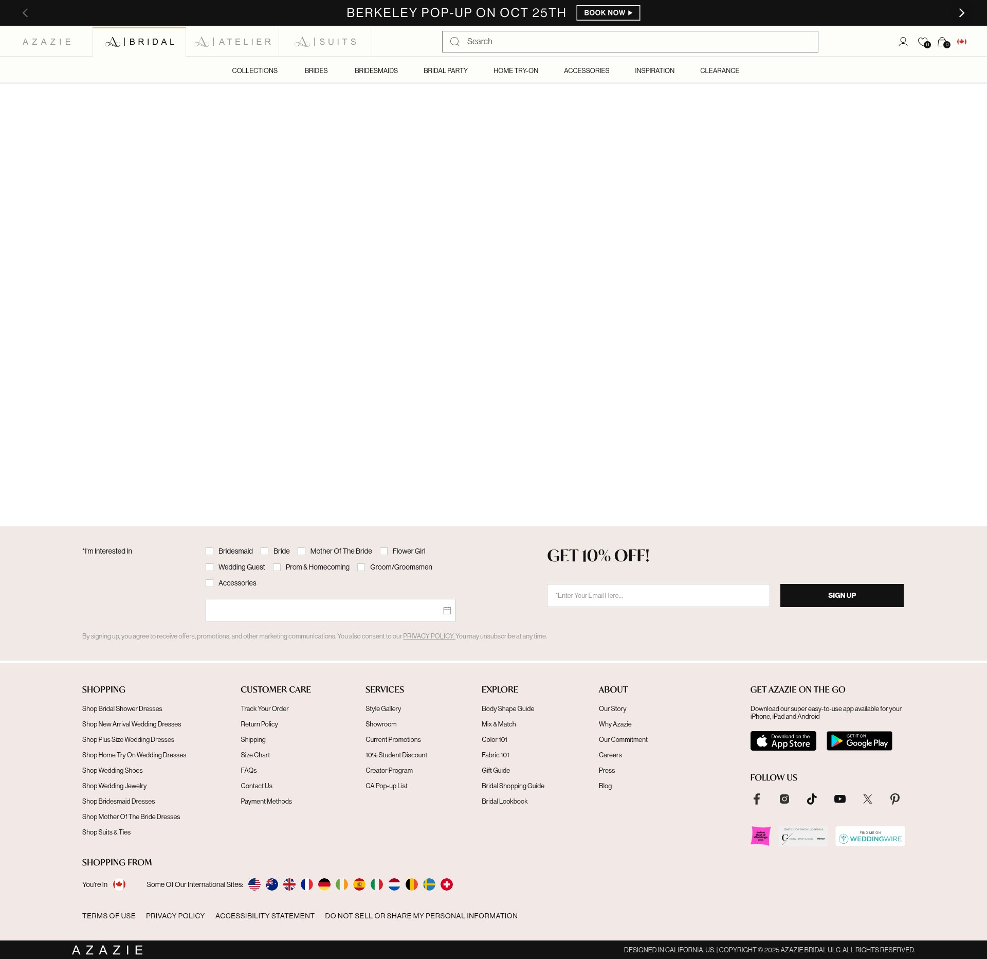 Screenshot of azazie.ca