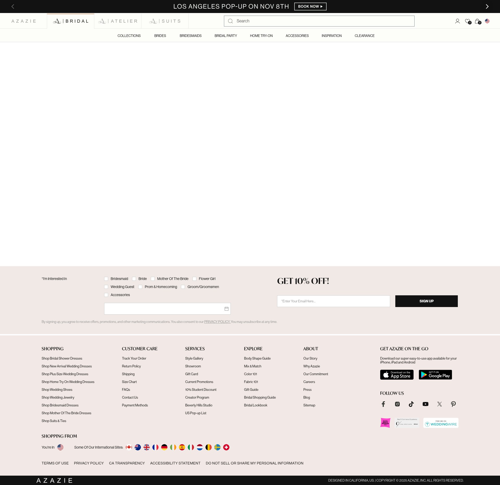 Screenshot of azazie.com