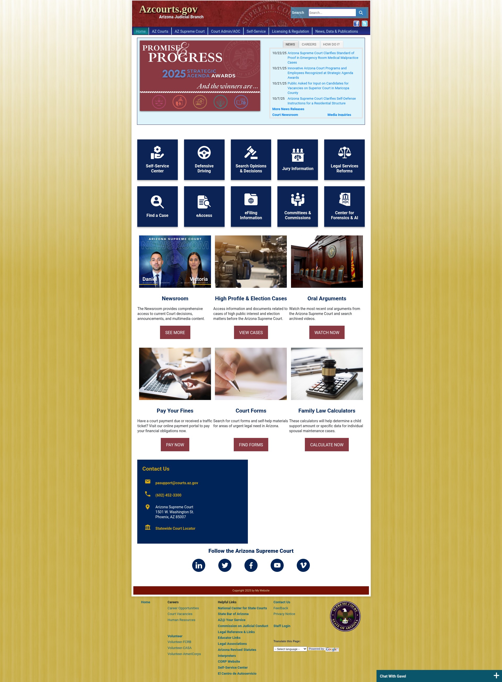 Screenshot of azcourts.gov
