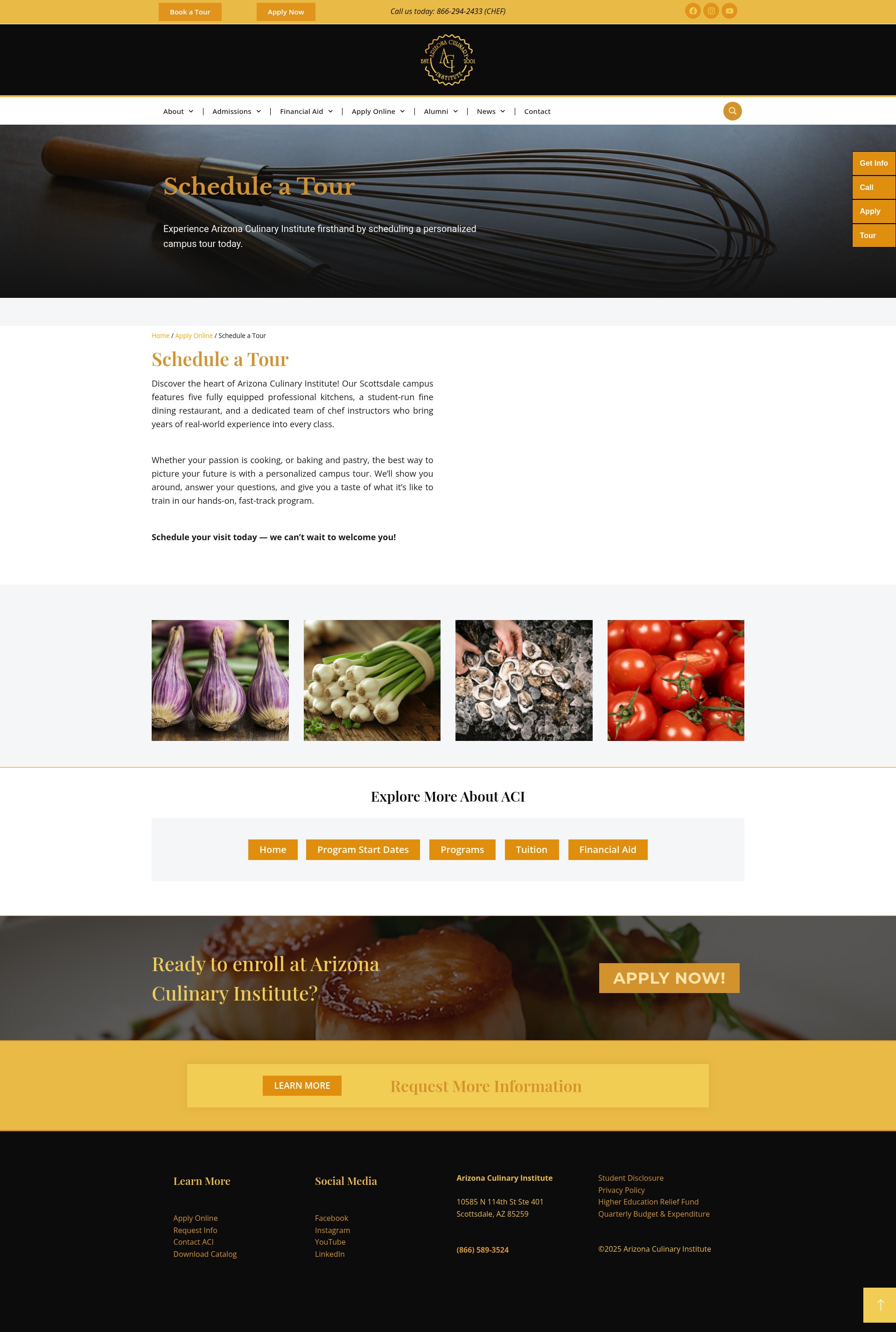 Screenshot of azculinary.edu