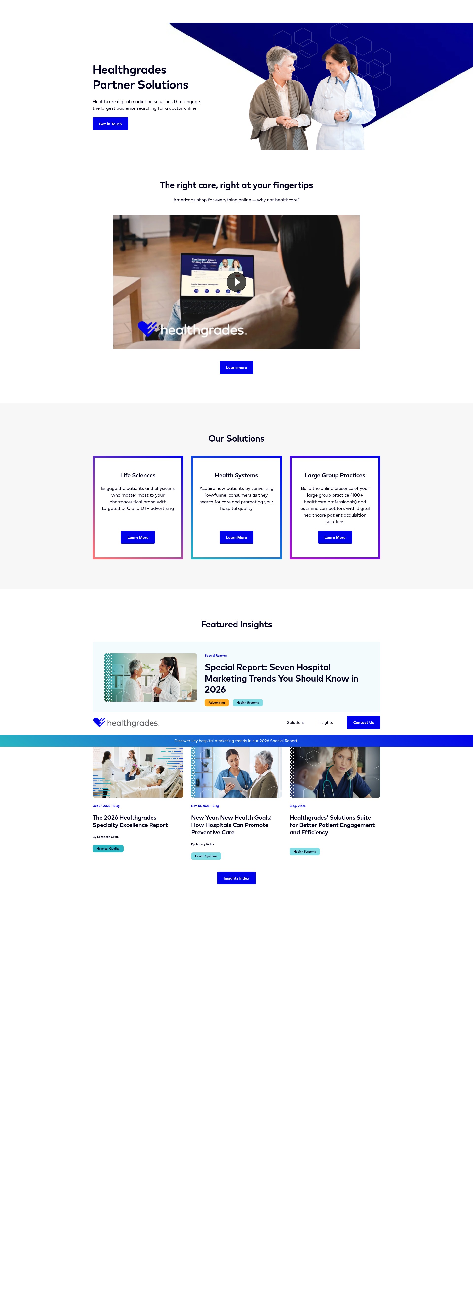 Screenshot of b2b.healthgrades.com
