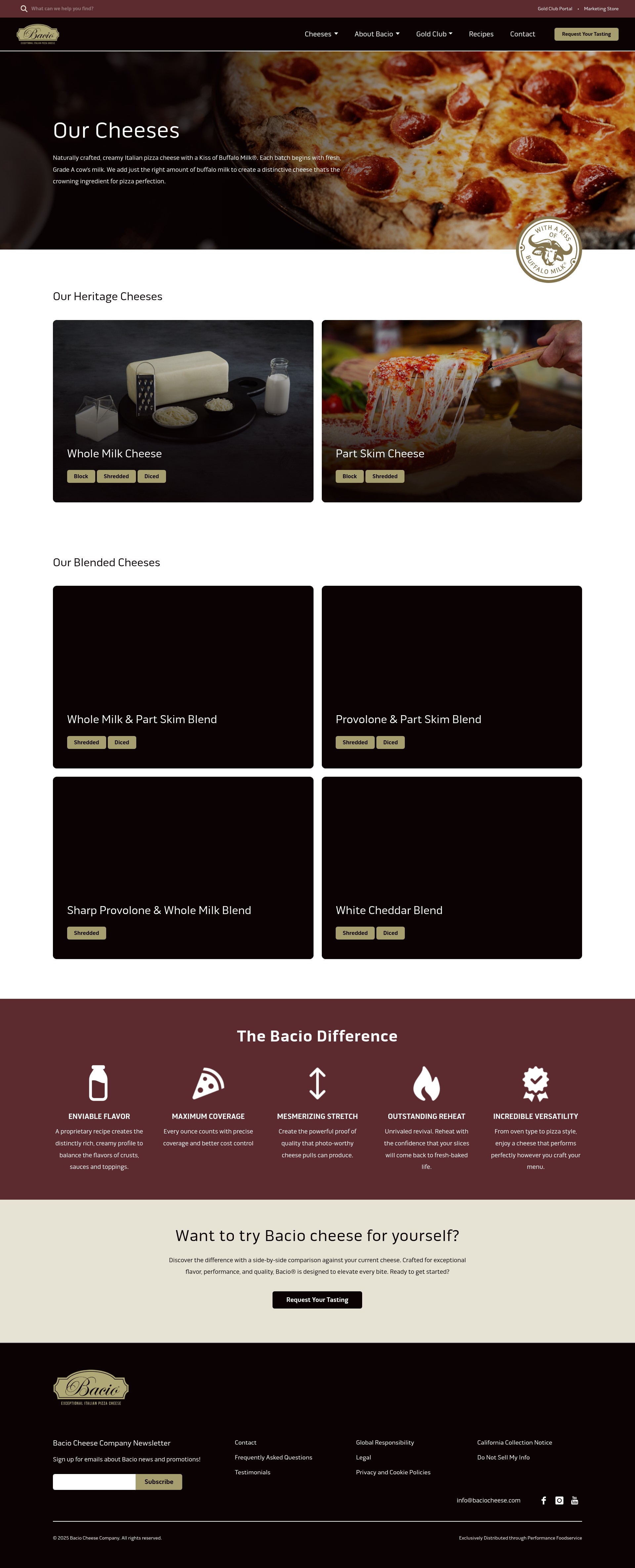 Screenshot of baciocheese.com