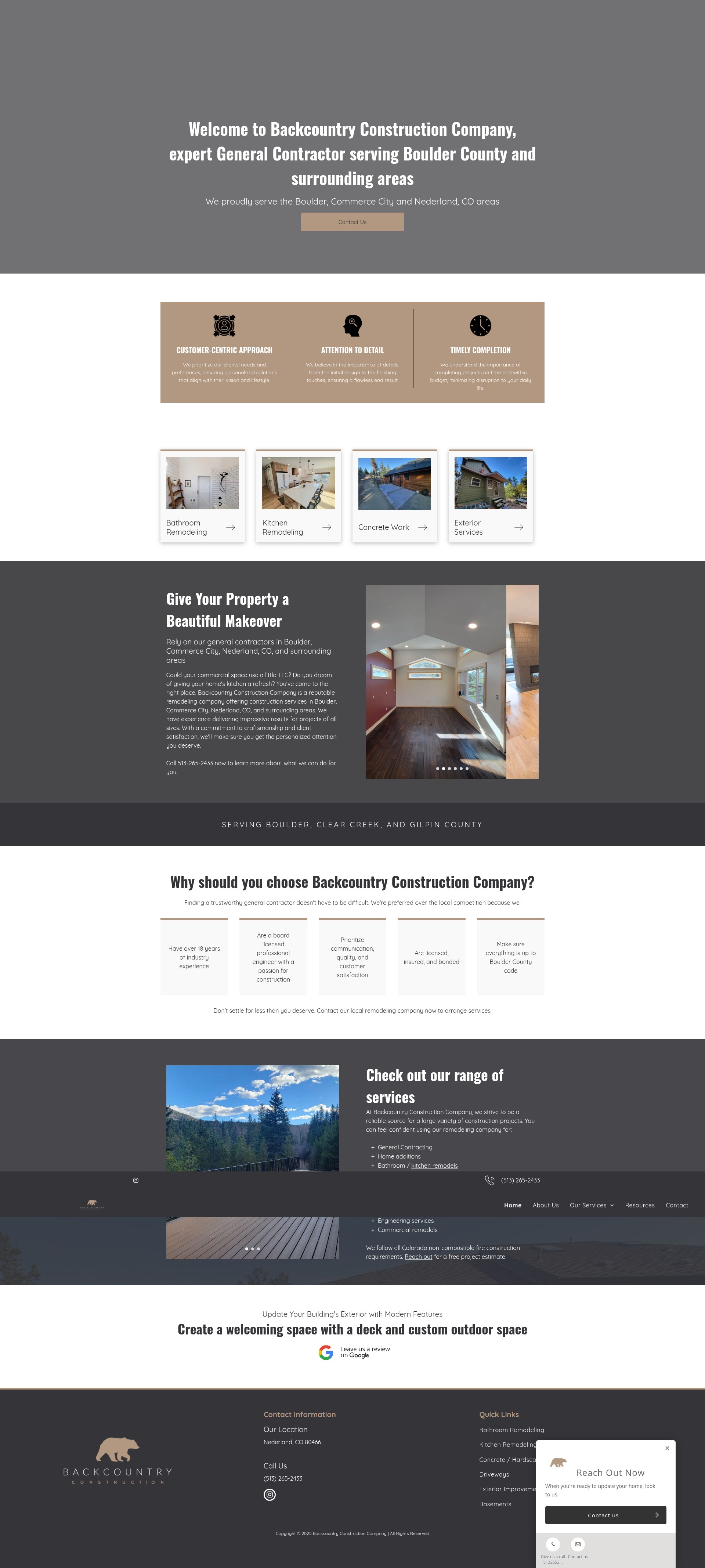 Screenshot of backcountryconstructionco.com