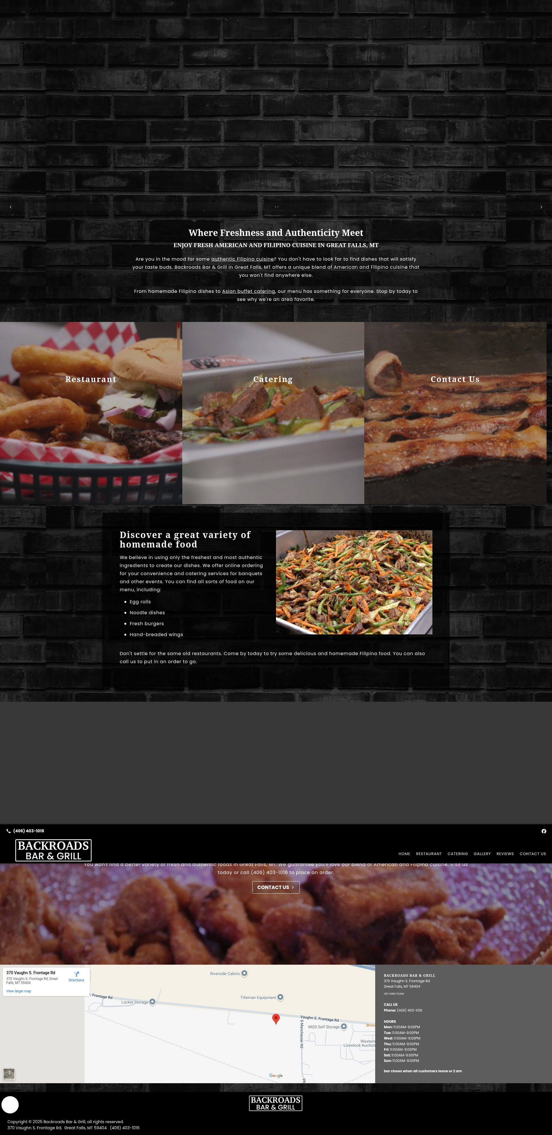 Screenshot of backroadsbarandgrillmt.com