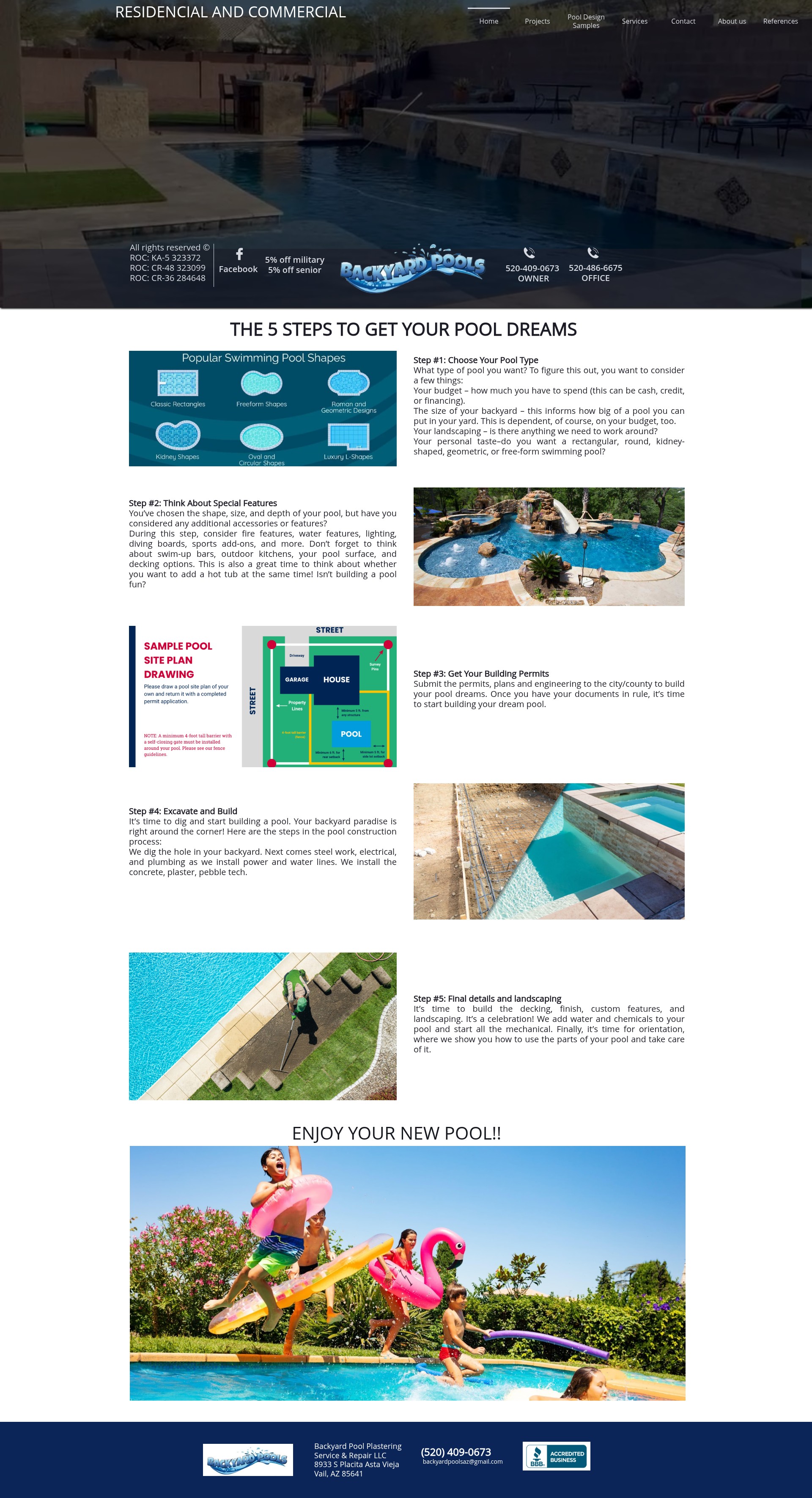 Screenshot of backyardpoolstucson.com