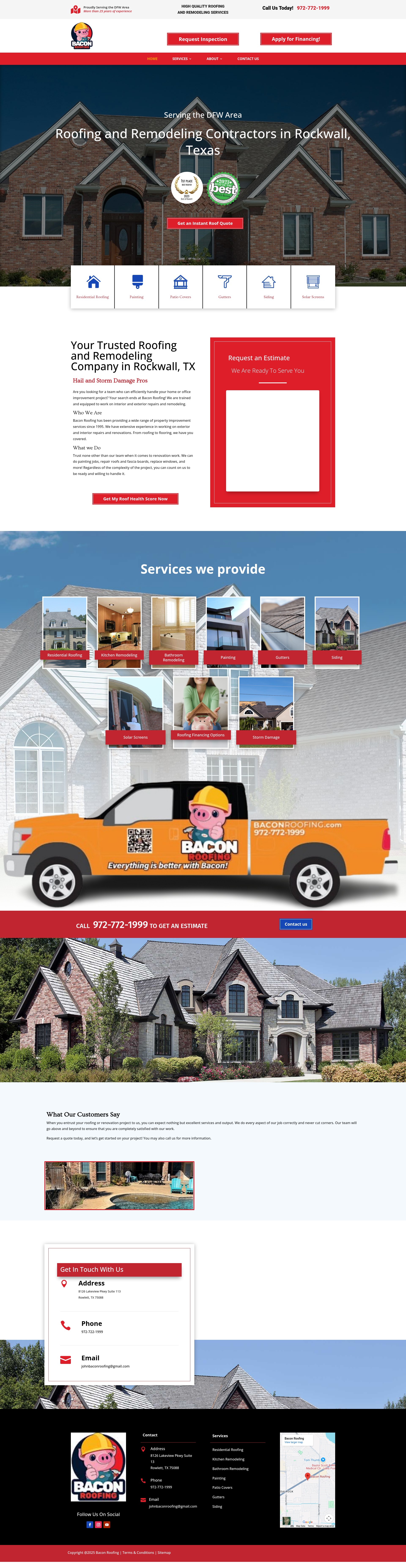 Screenshot of baconroofing.com