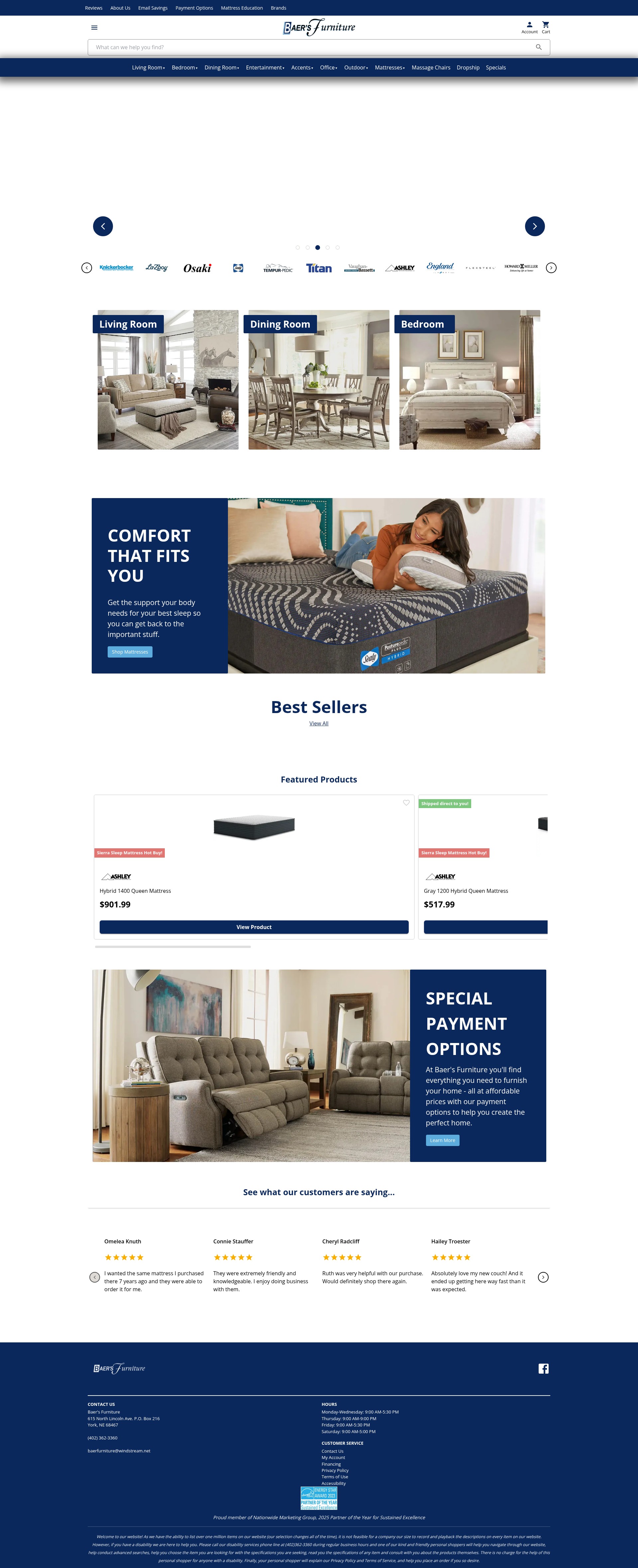 Screenshot of baersfurnitureyork.com