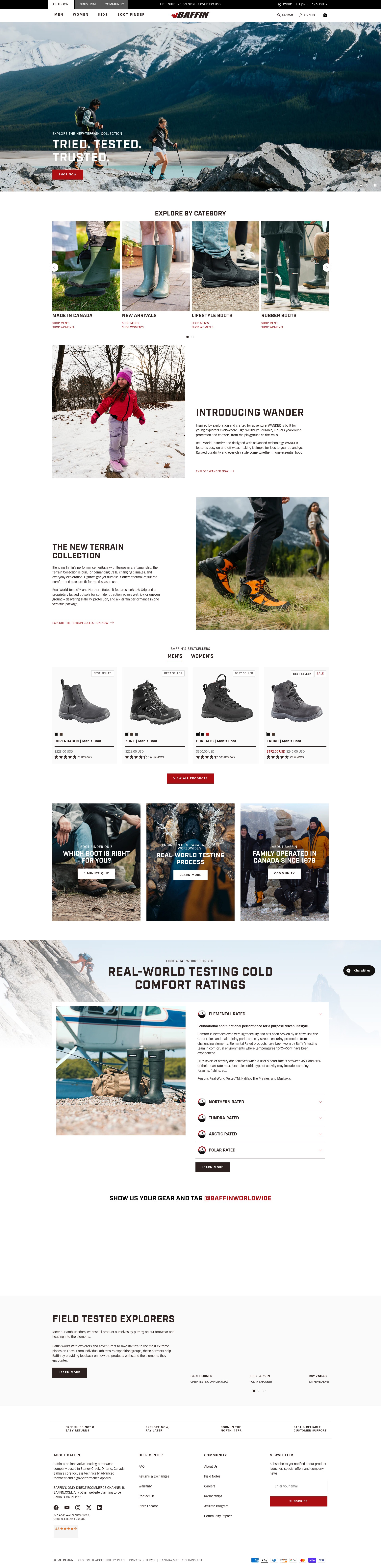 Screenshot of baffin.com