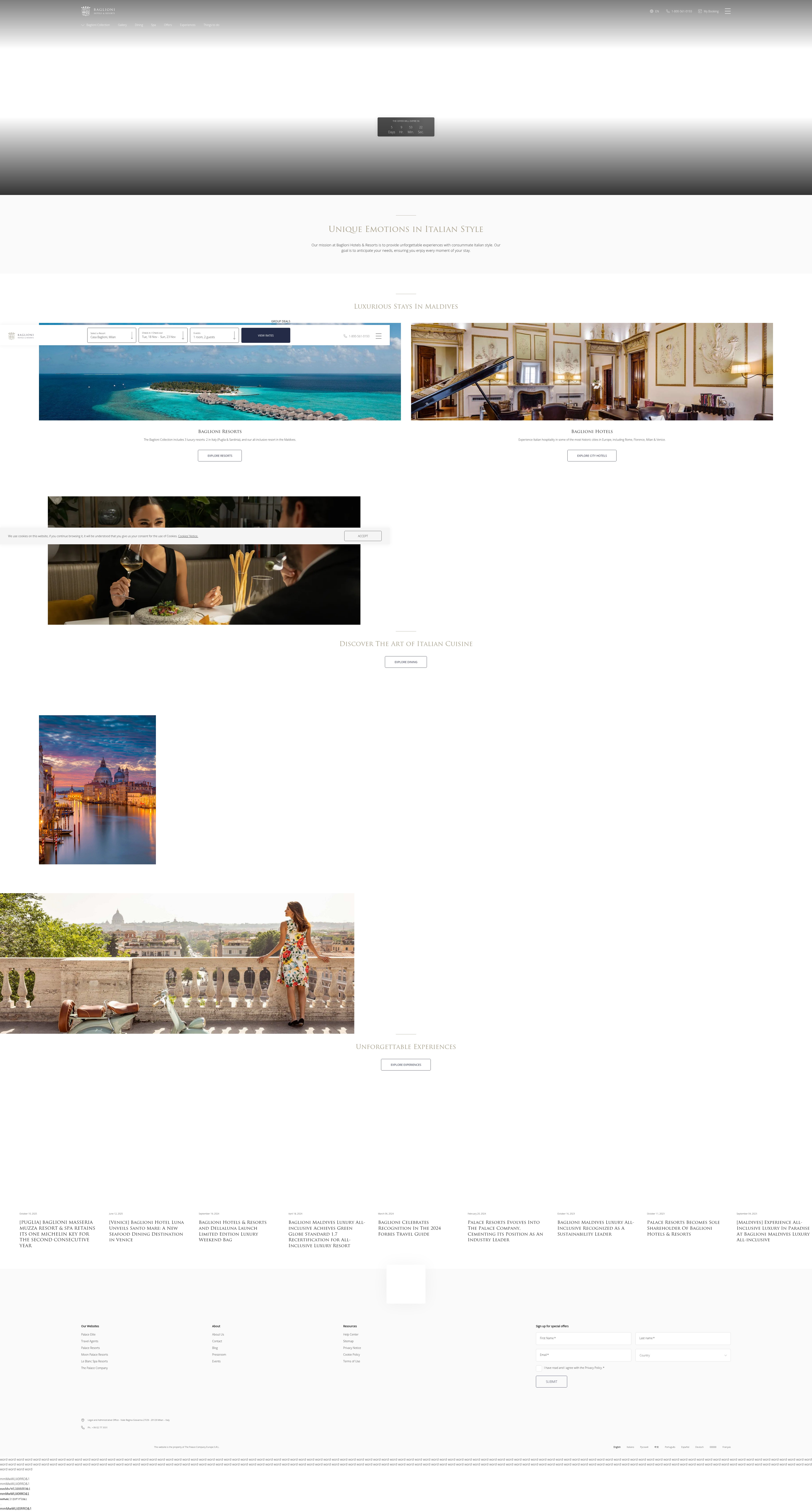 Screenshot of baglionihotels.com