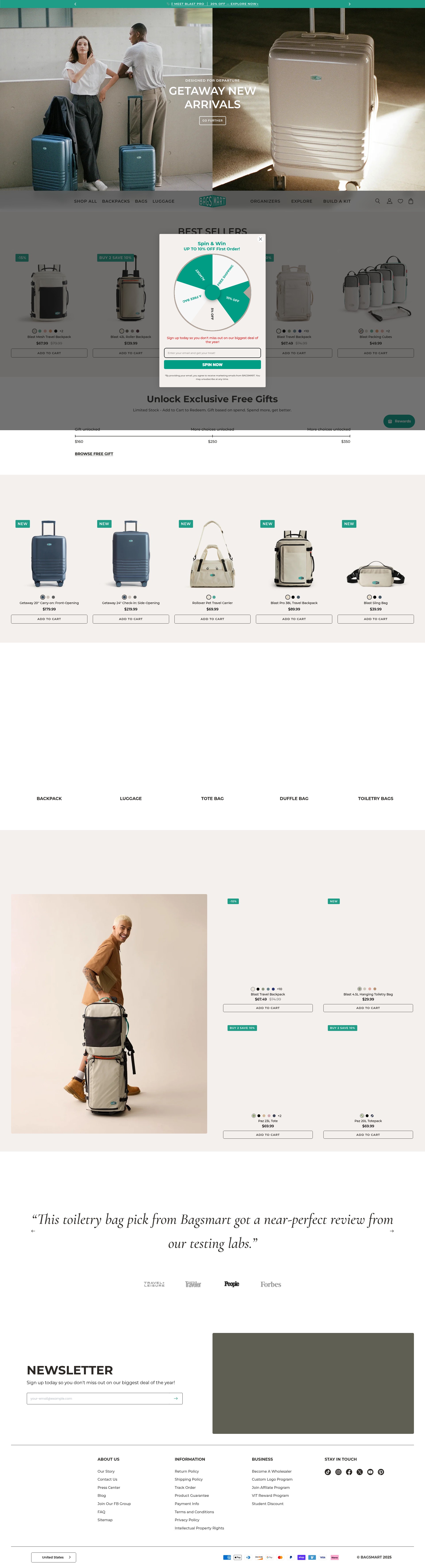 Screenshot of bagsmart.com