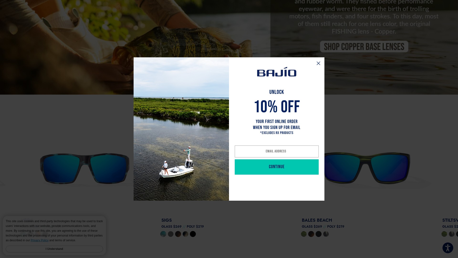 Screenshot of bajiosunglasses.com