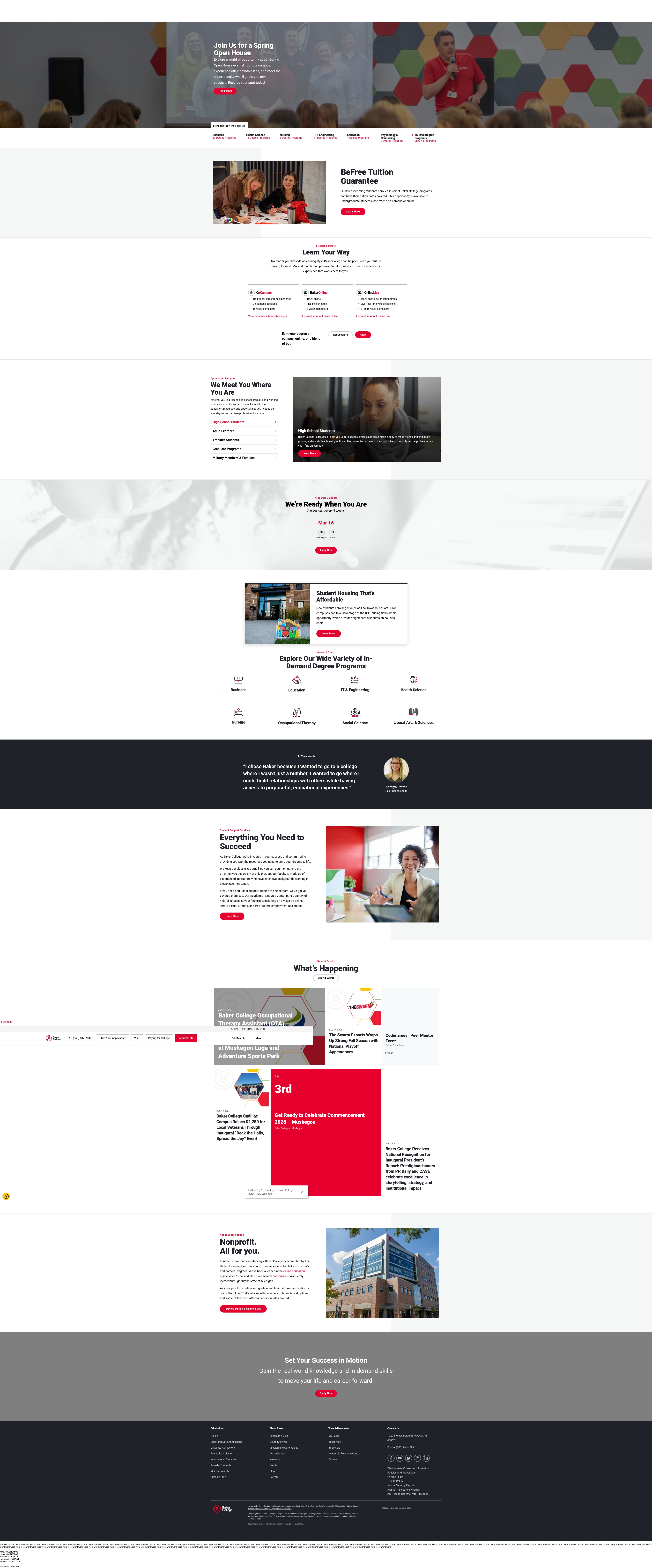 Screenshot of baker.edu